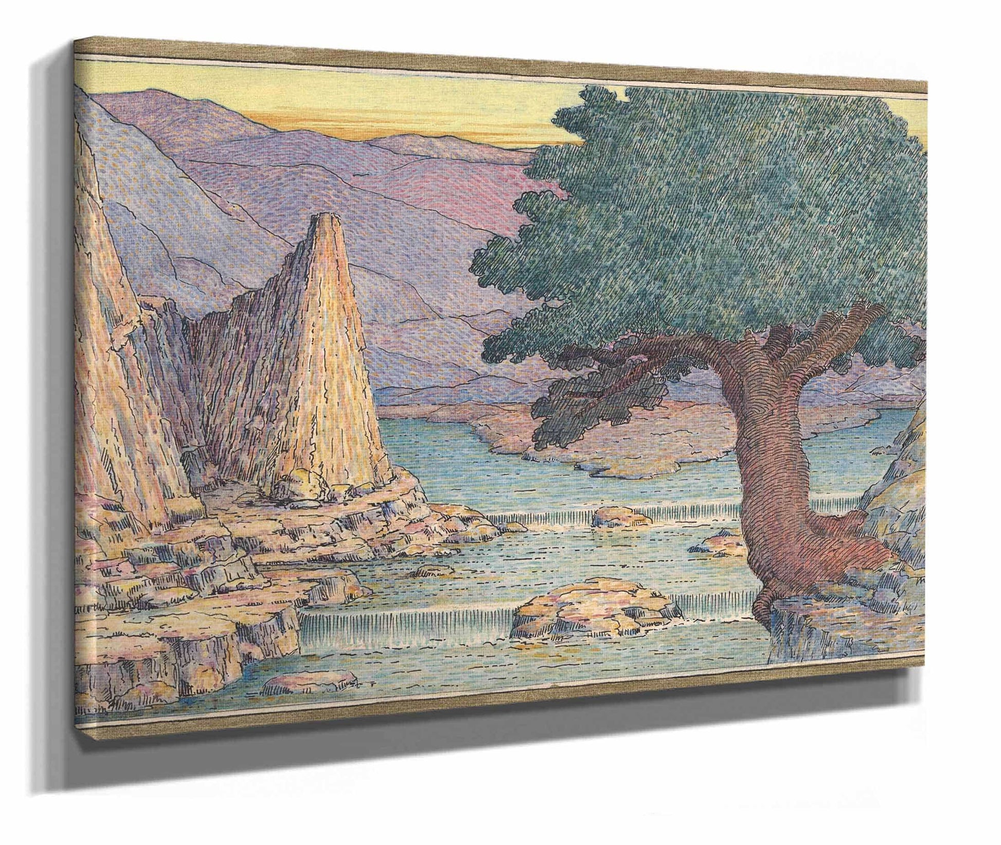 River Landscape With Rapids  by Herbert Crowley