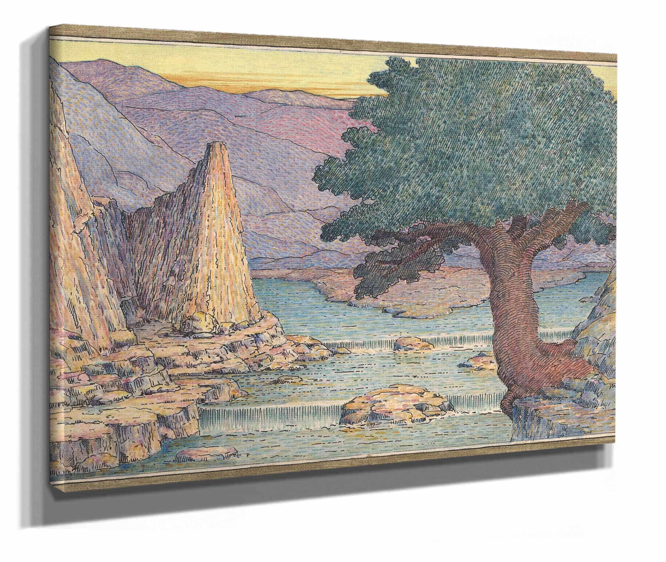 River Landscape With Rapids  by Herbert Crowley