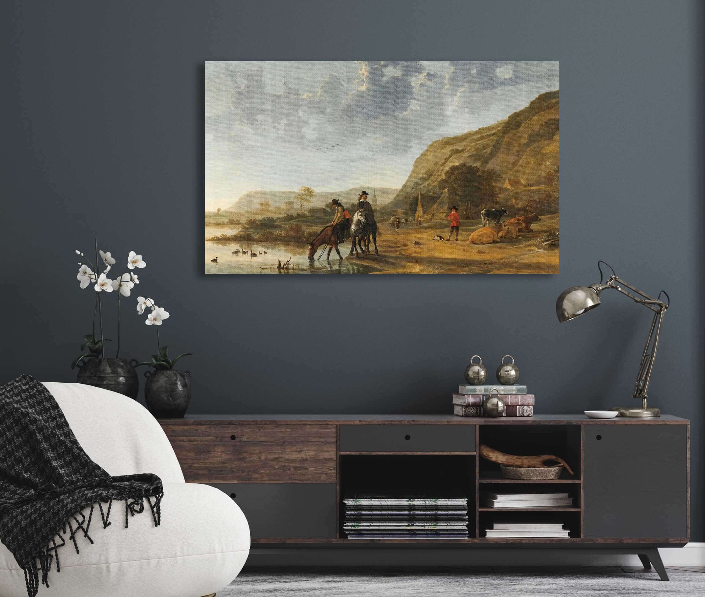 River Landscape With Riders By Aelbert Cuyp