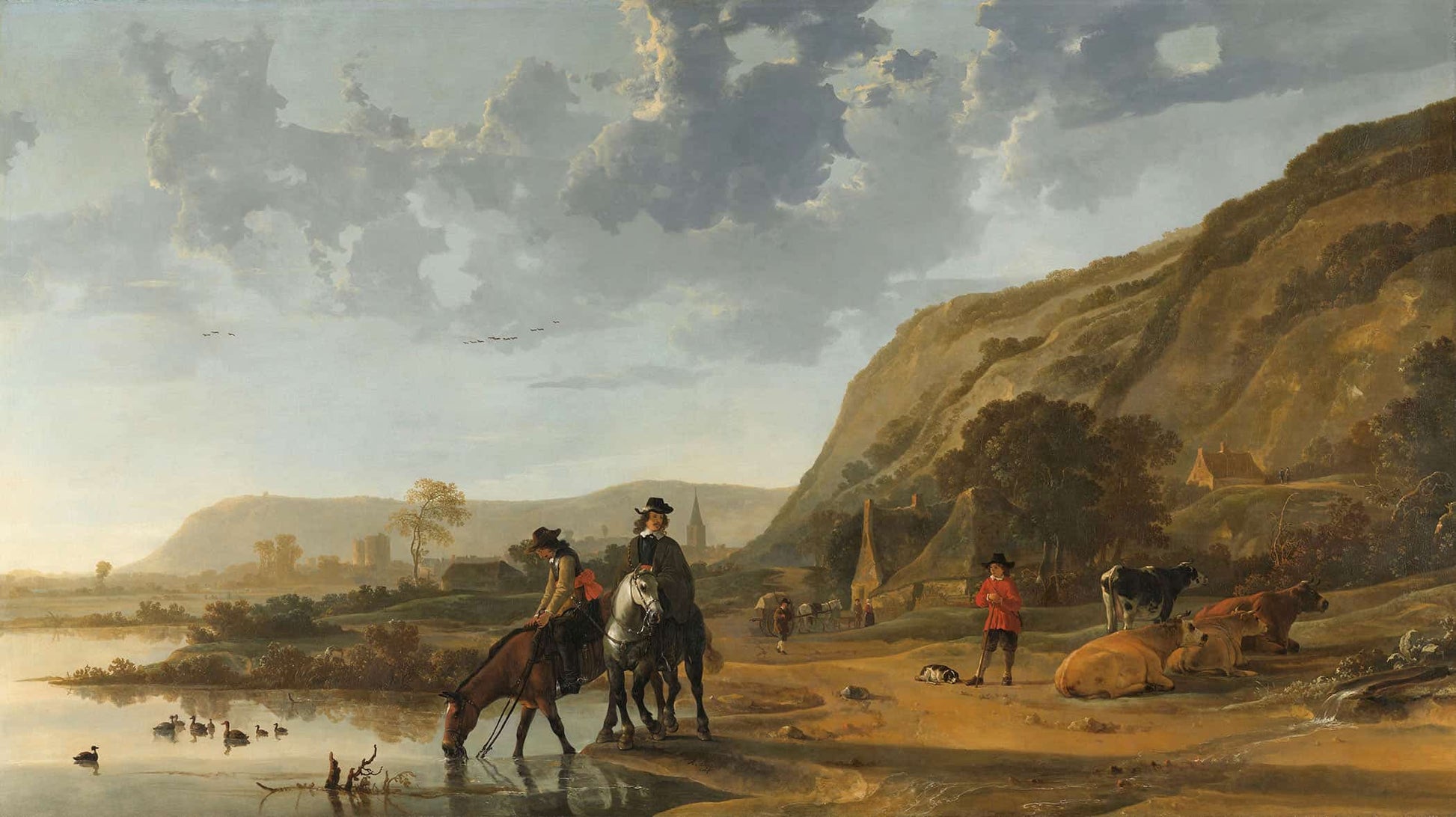 River Landscape With Riders By Aelbert Cuyp