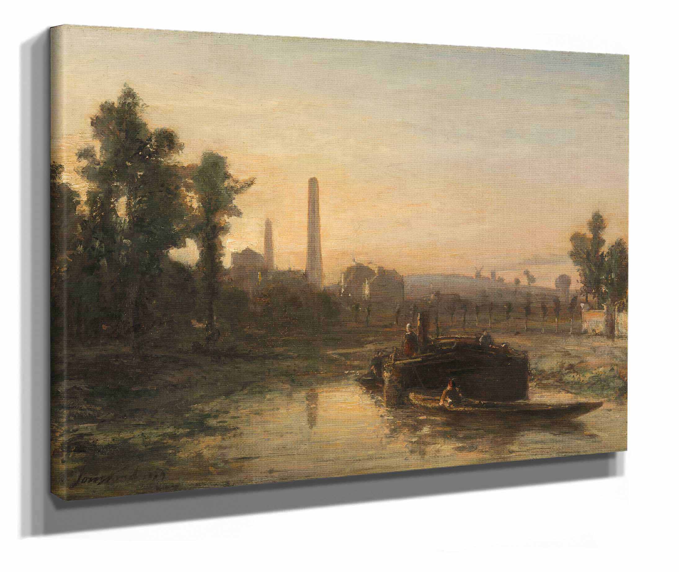 River View In France Possibly Near Pontoise by Johan Barthold Jongkind