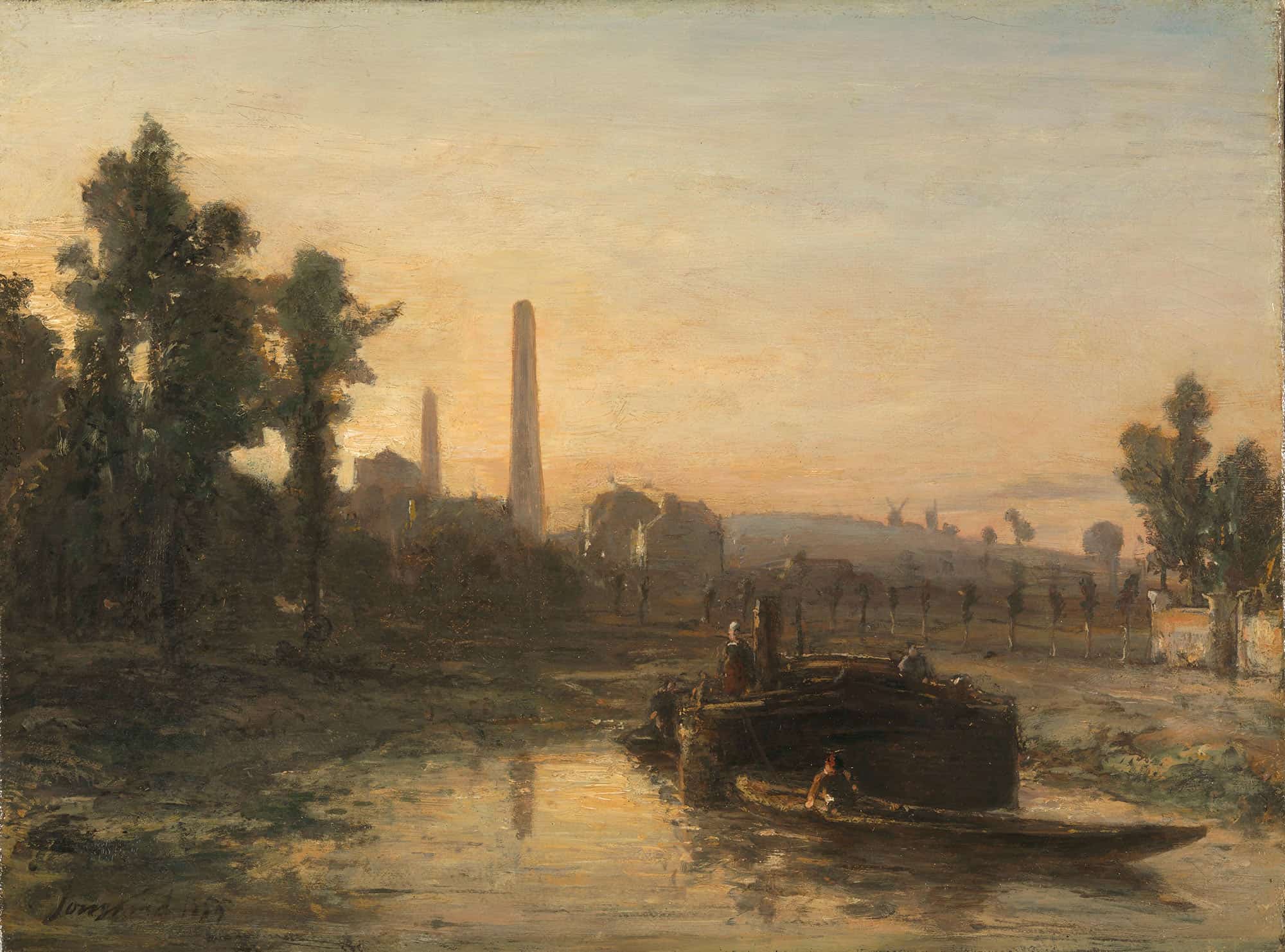 River View In France Possibly Near Pontoise by Johan Barthold Jongkind