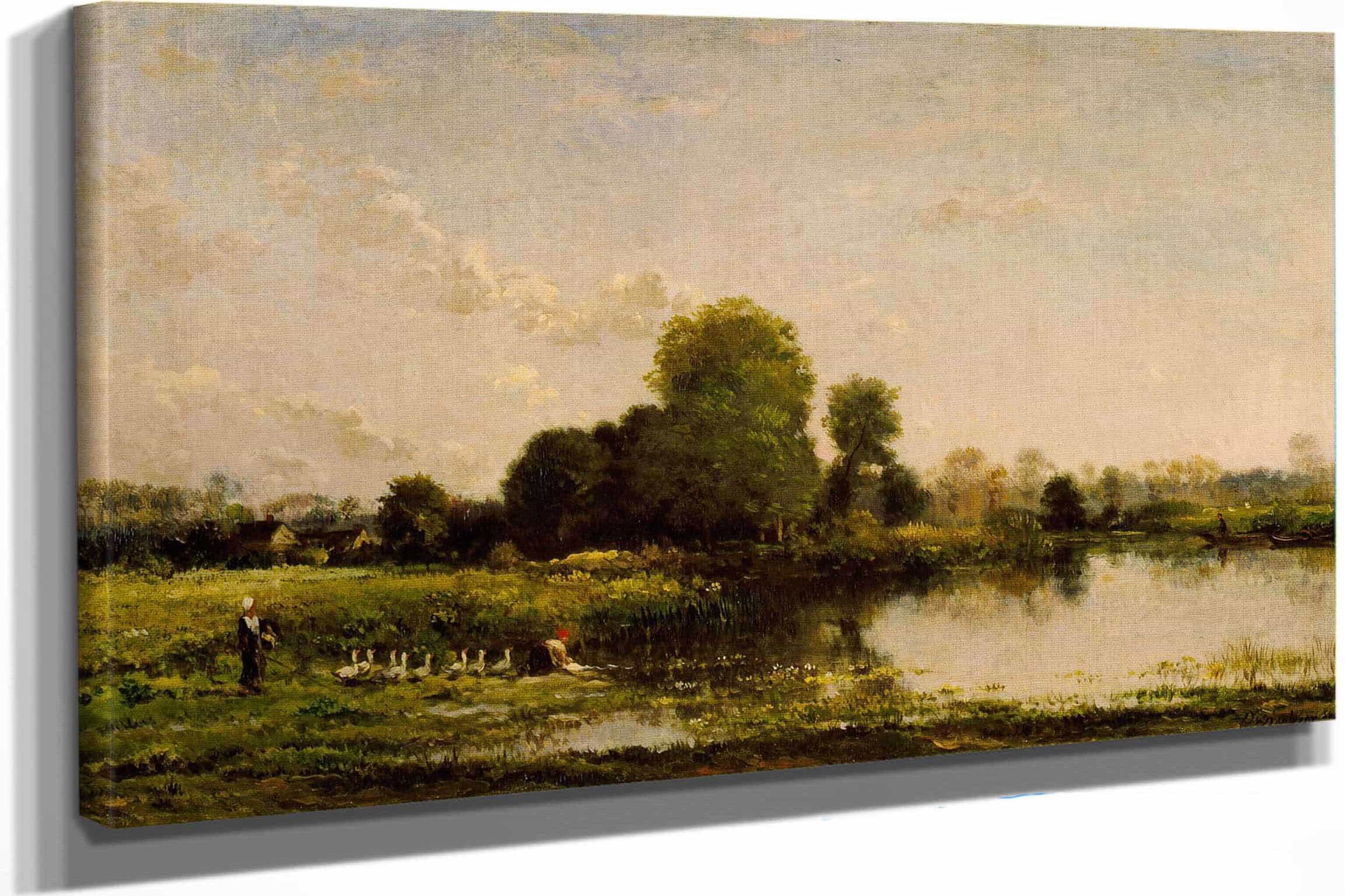 Riverbank With Fowl by Charles Francois Daubigny