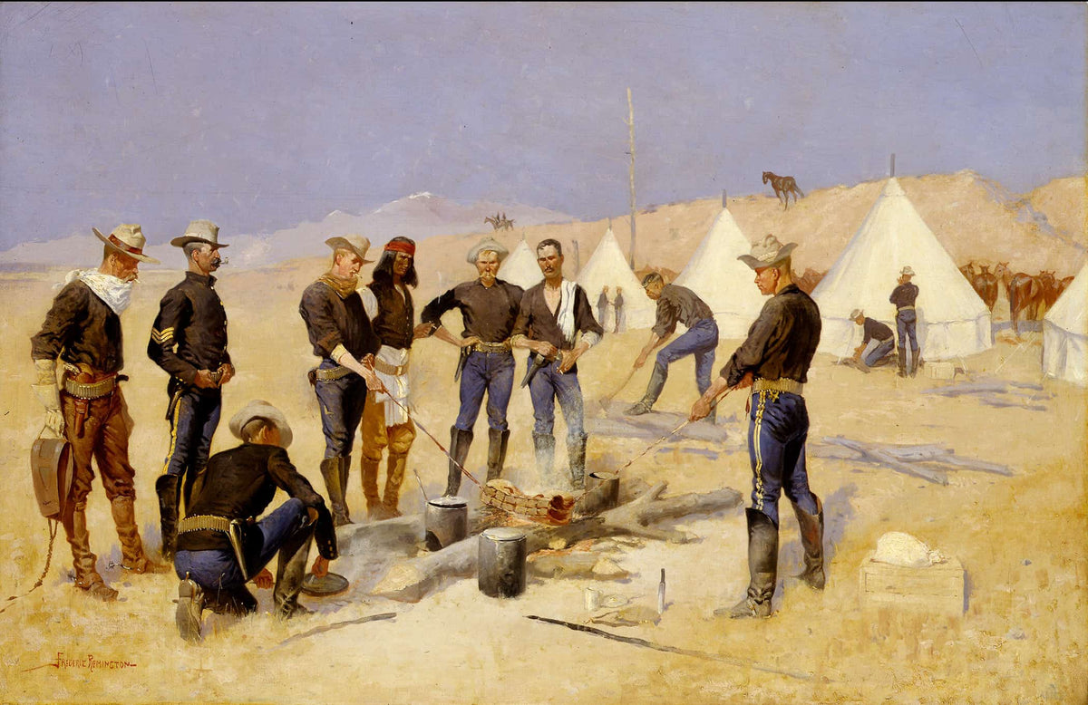 Roasting The Christmas Beef In A Cavalry Camp by Frederic Remington