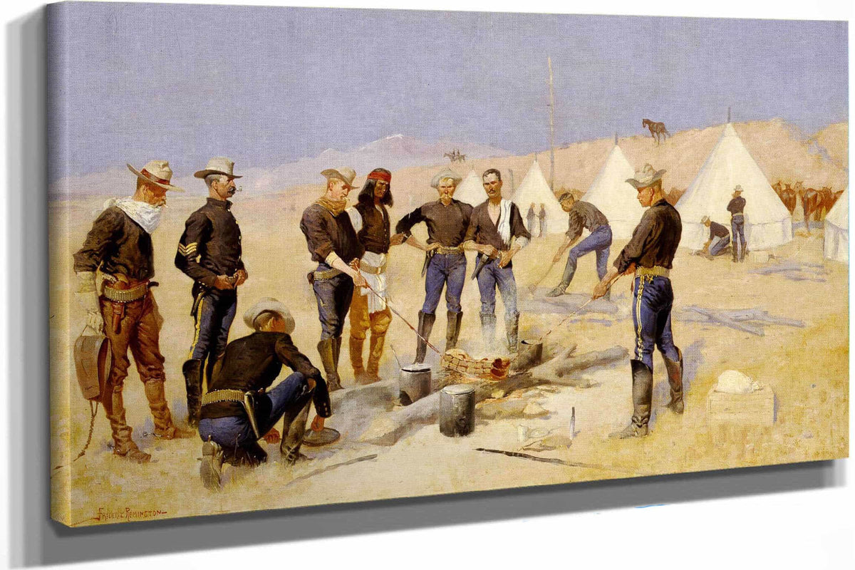 Roasting The Christmas Beef In A Cavalry Camp by Frederic Remington