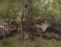 Rocks In The Forest Of Fontainebleau by Jean Baptiste Camille Corot