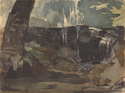 Rocky Landscape Large Tree Trunk In Foreground by Thomas Sully