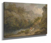 Rocky Landscape With Two Men On A Horse by George Morland
