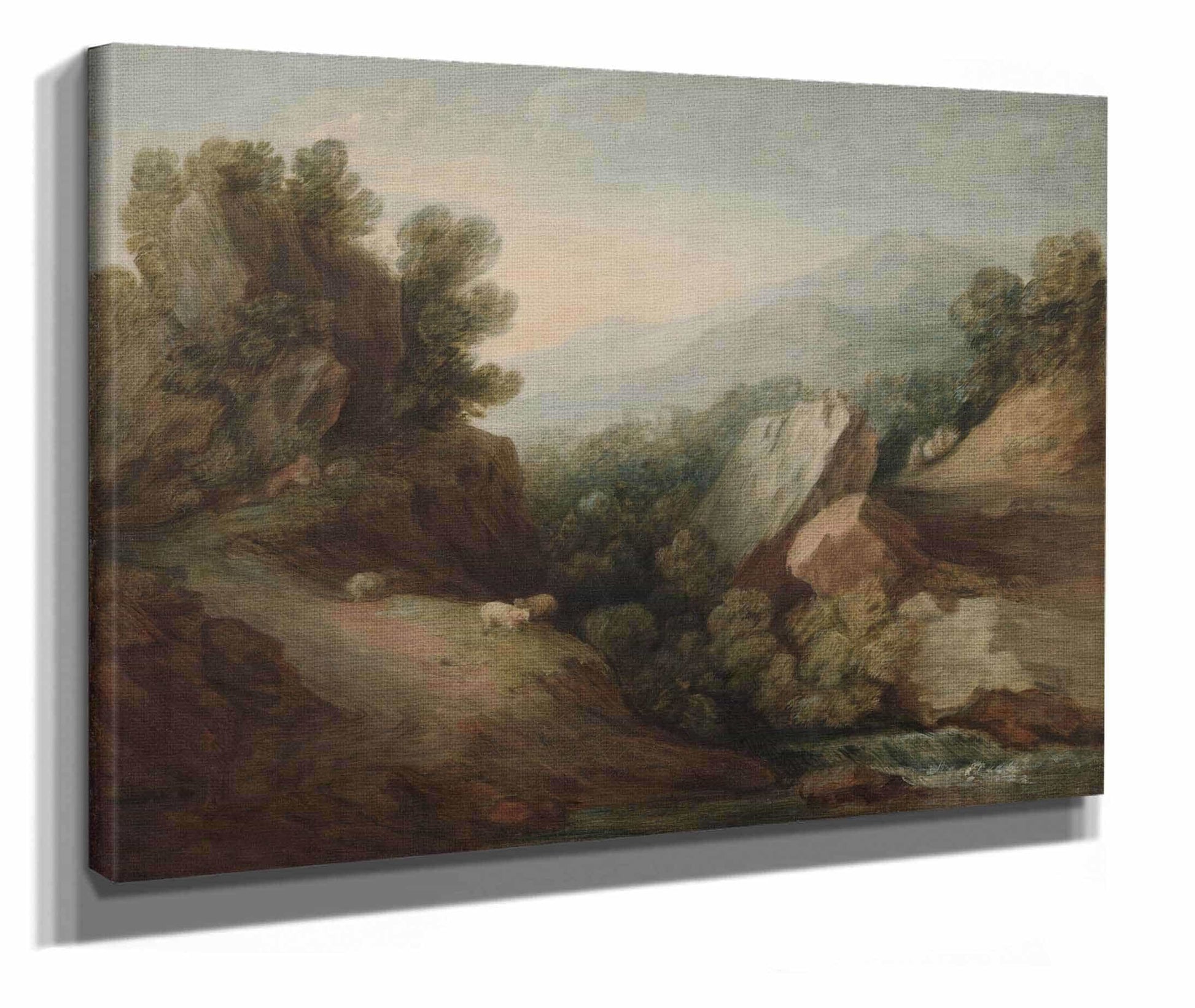 Rocky Wooded Landscape With A Dell And Weir by Thomas Gainsborough