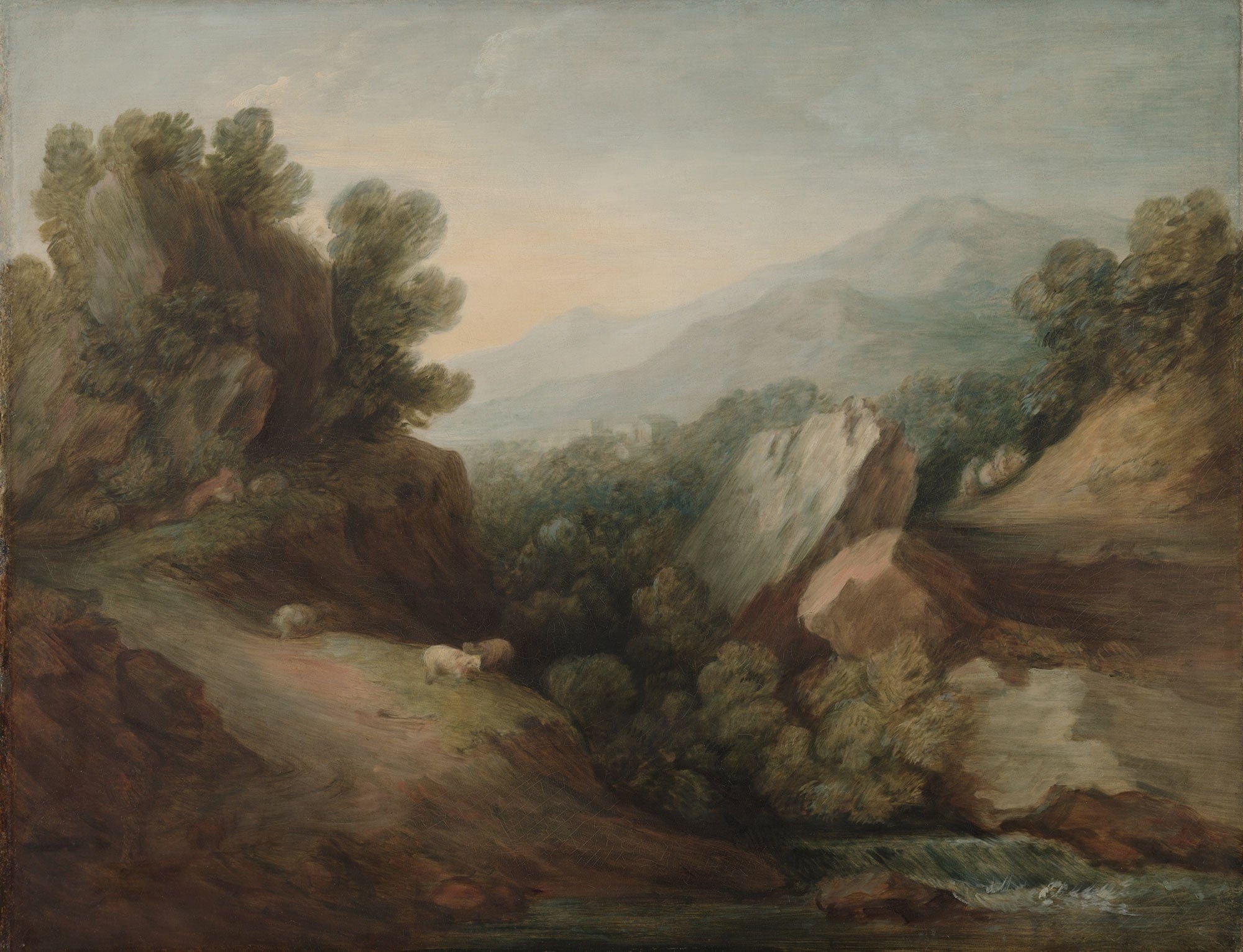 Rocky Wooded Landscape With A Dell And Weir by Thomas Gainsborough