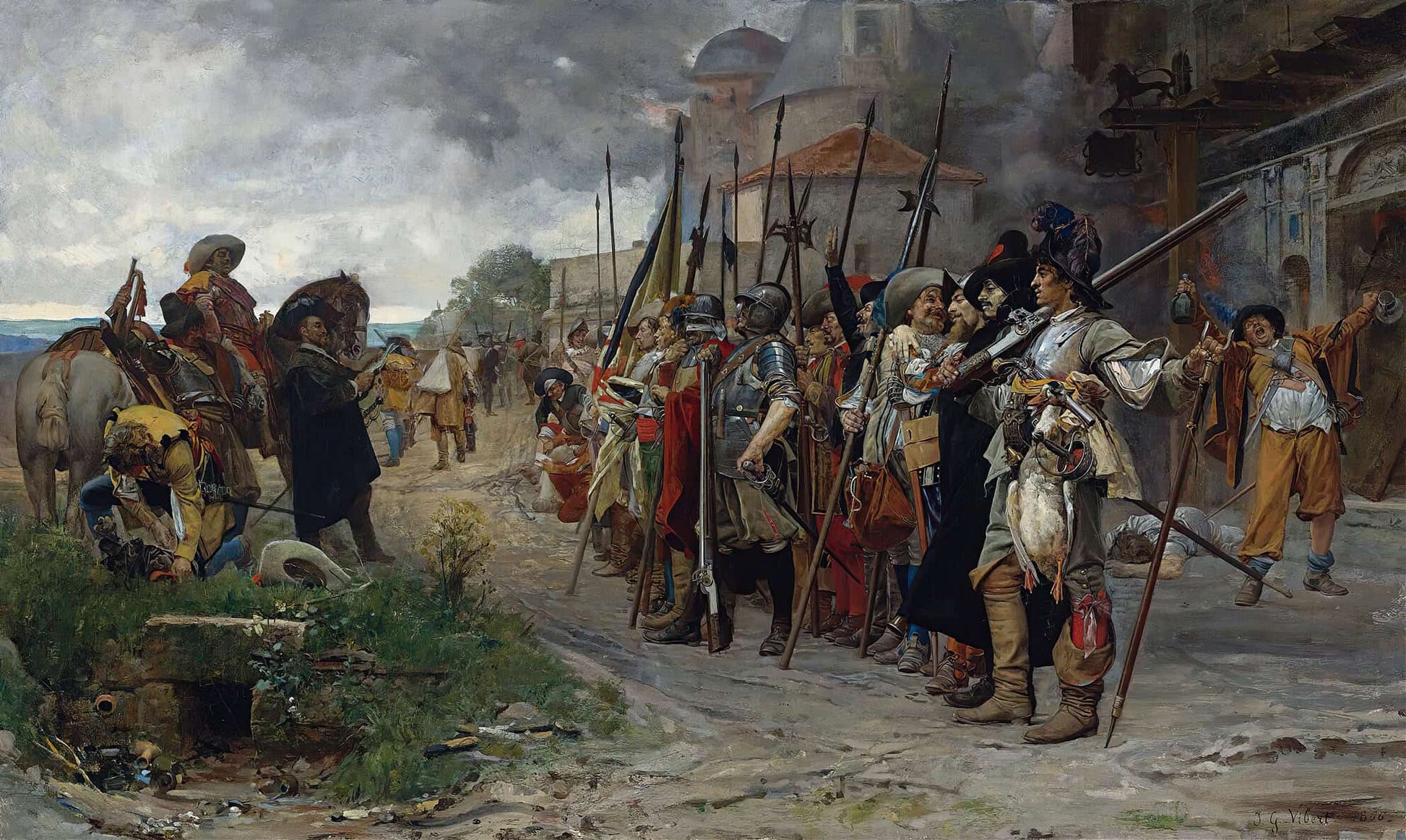 Roll Call After The Pillage Lappel Apres Le Pillage by Jehan Georges Vibert