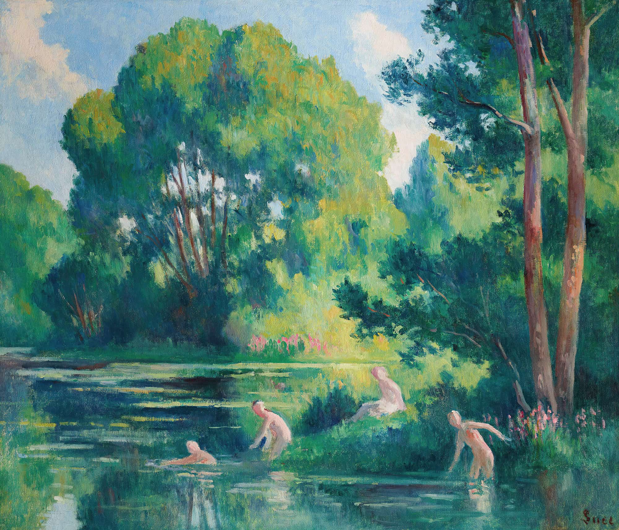 Rolleboise Baignade Dans Le Petit Bras De La Seine by Maximilien Luce