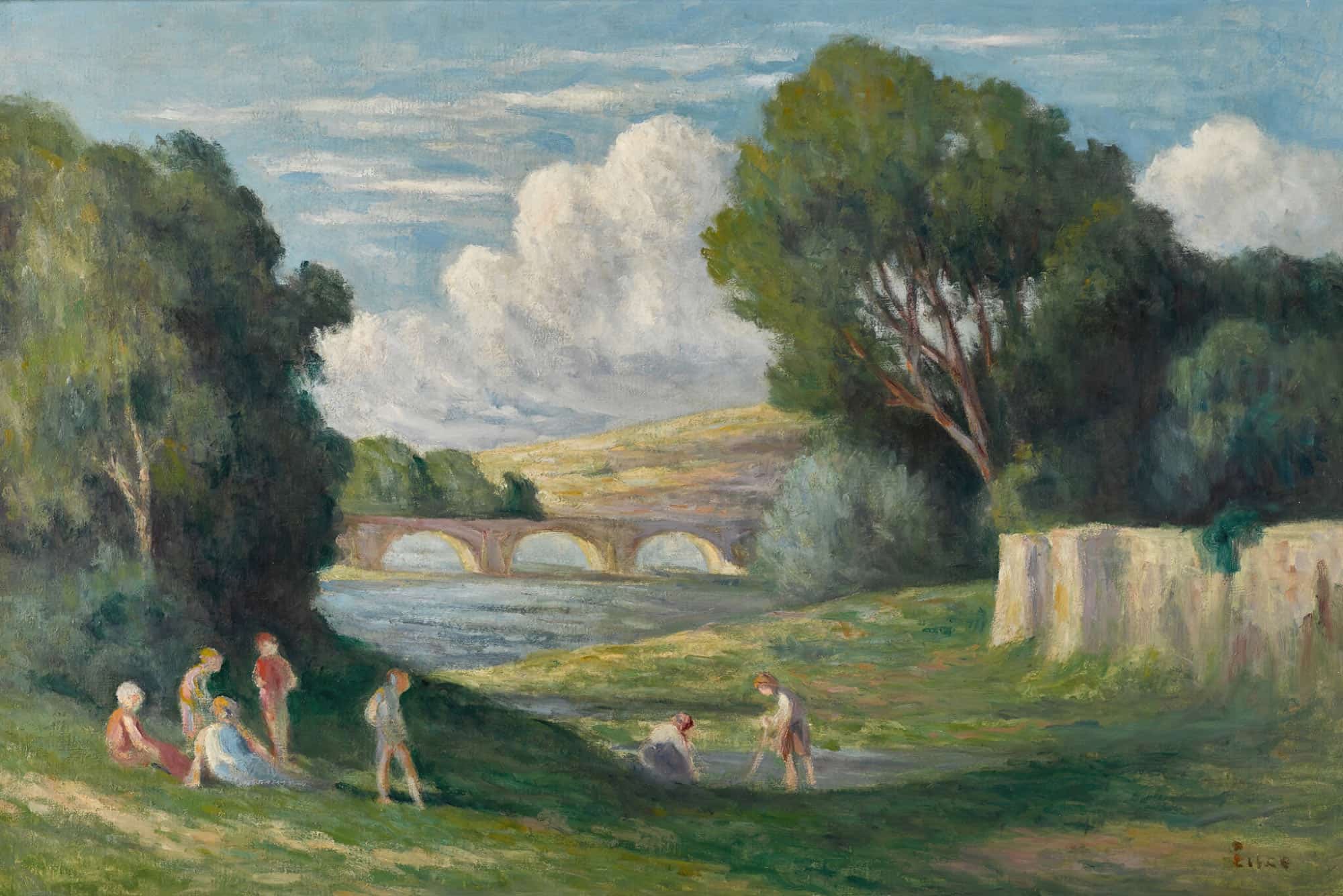 Rolleboise Baigneurs Pres Du Bras De Seine by Maximilien Luce