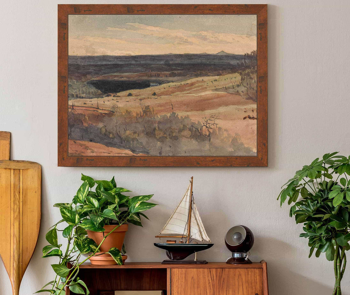 Rolling Fields Mountains In Distance by Thomas Sully