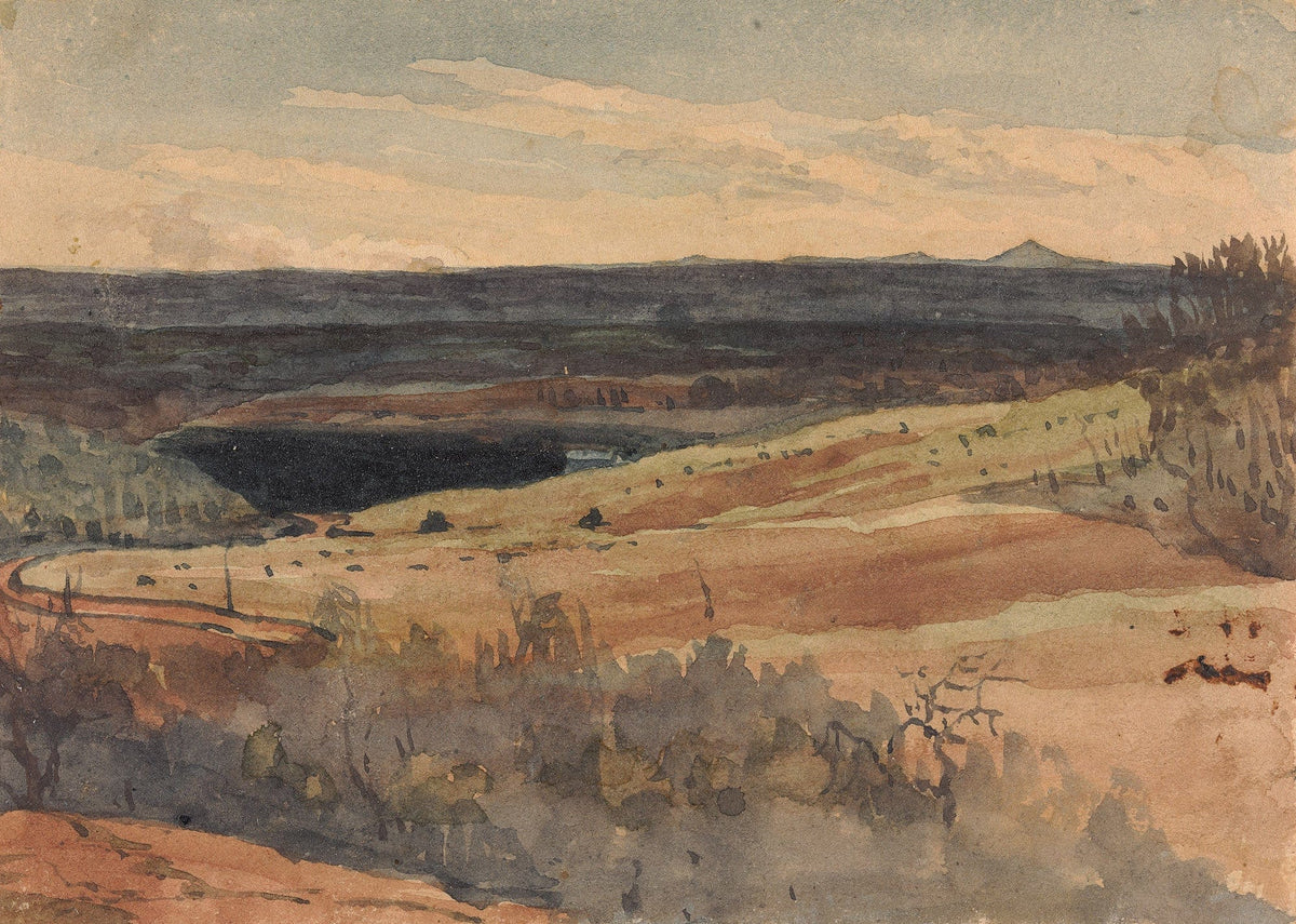 Rolling Fields Mountains In Distance by Thomas Sully