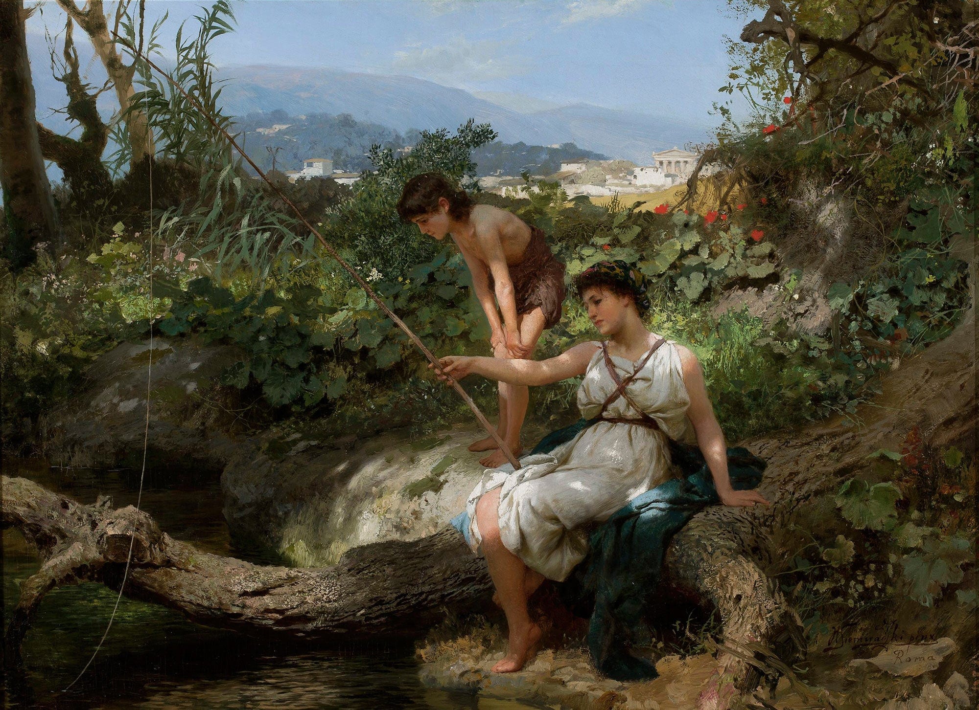 Roman Idyll Fishing by Henryk Siemiradzki