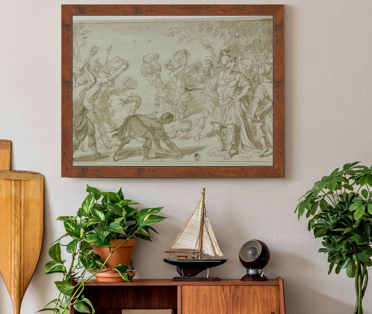 Roman Soldiers Stoning A Serpent by Abraham Bloemaert