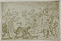 Roman Soldiers Stoning A Serpent by Abraham Bloemaert