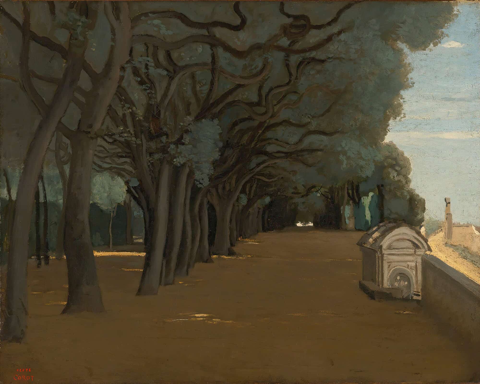 Rome Terrasse De La Villa Pamphili by Jean Baptiste Camille Corot
