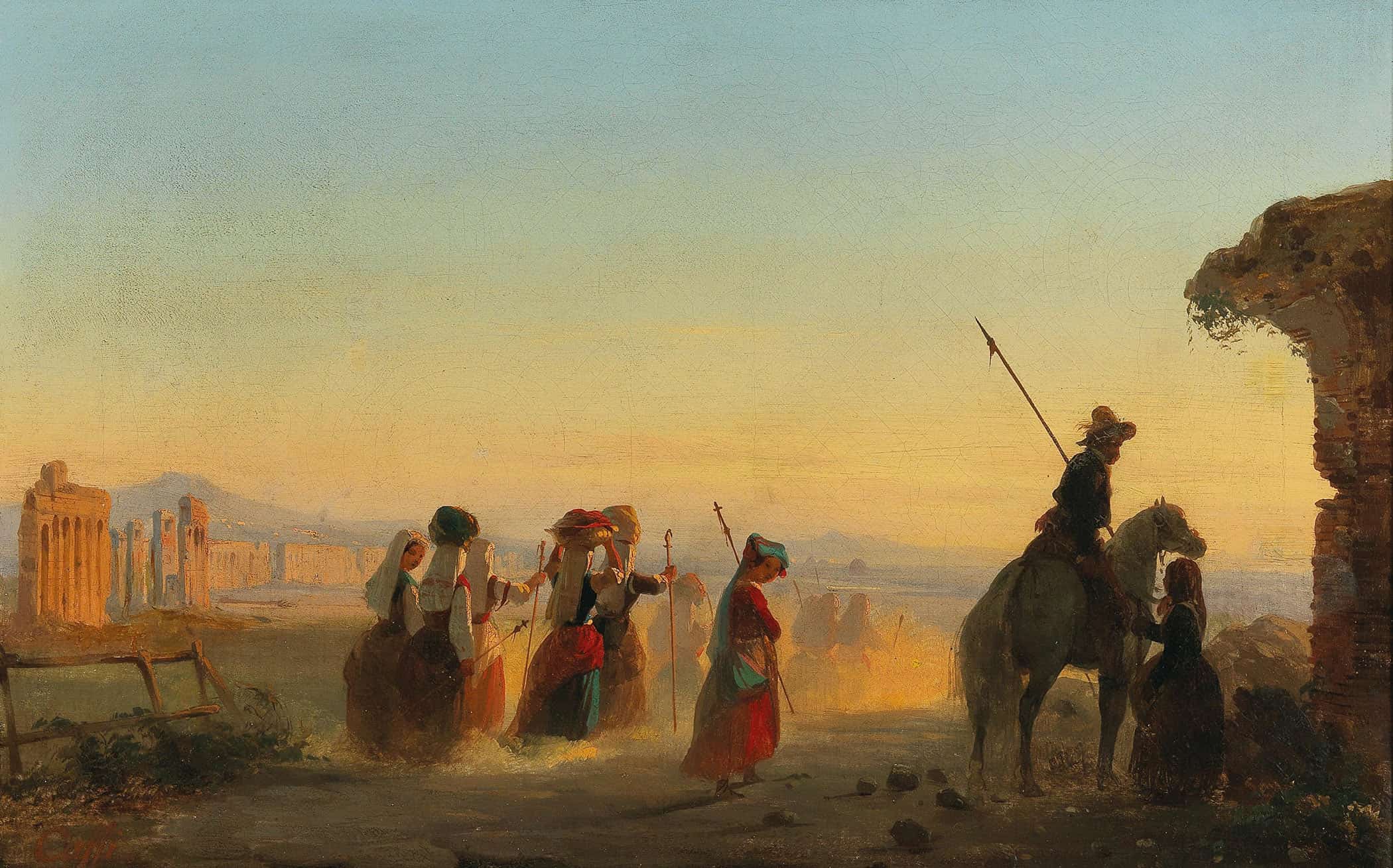 Rome The Via Appia At Dawn by Ippolito Caffi