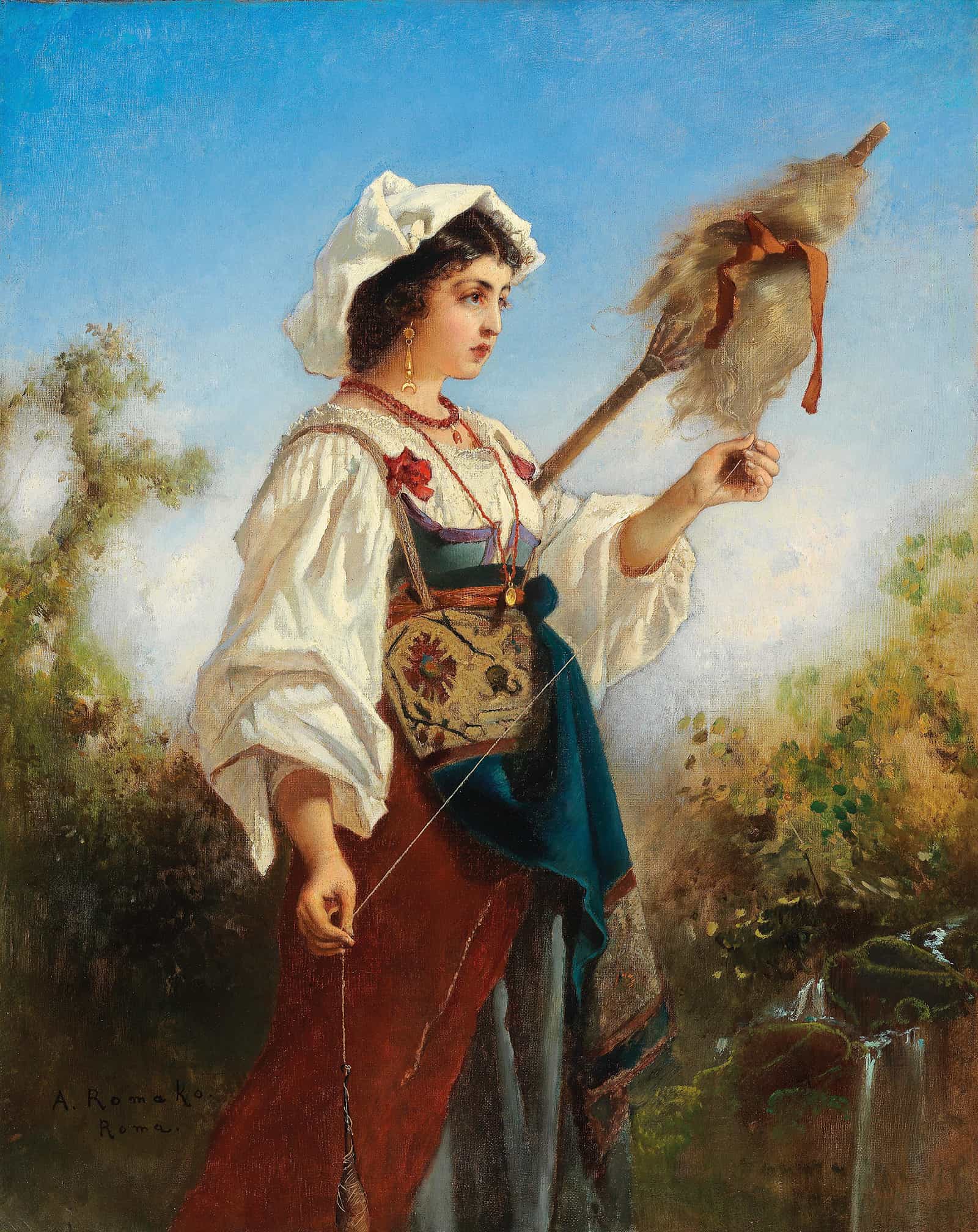Romische Spinnerin by Anton Romako