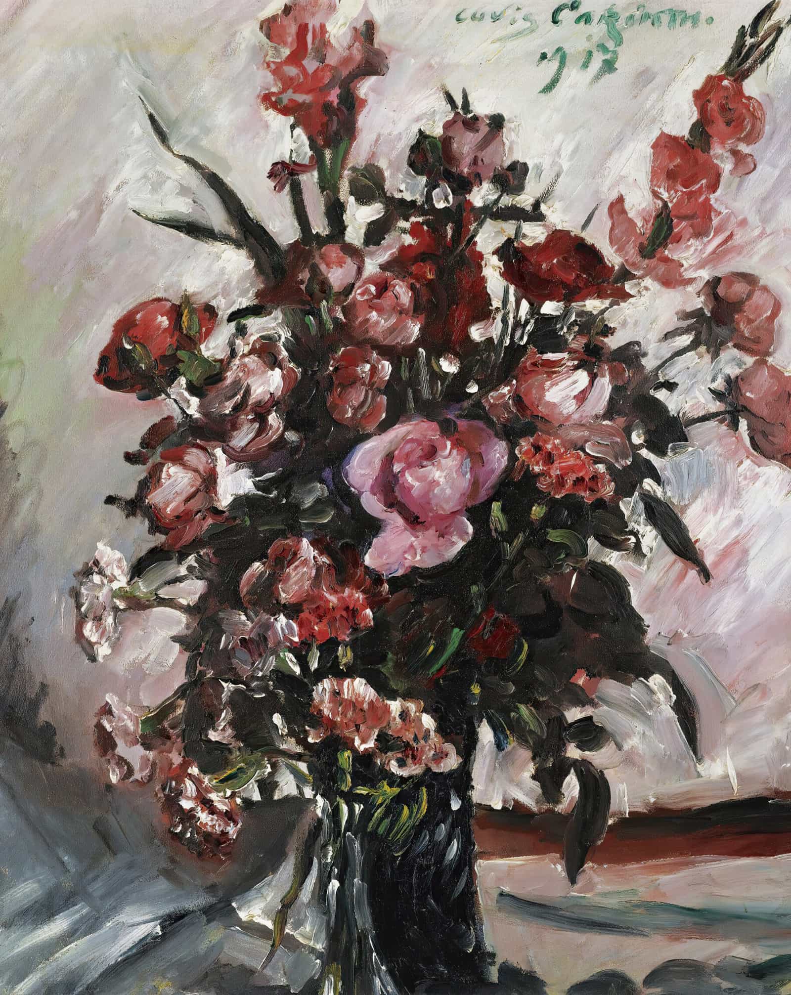 Rosa Rosen Pink Roses by Lovis Corinth