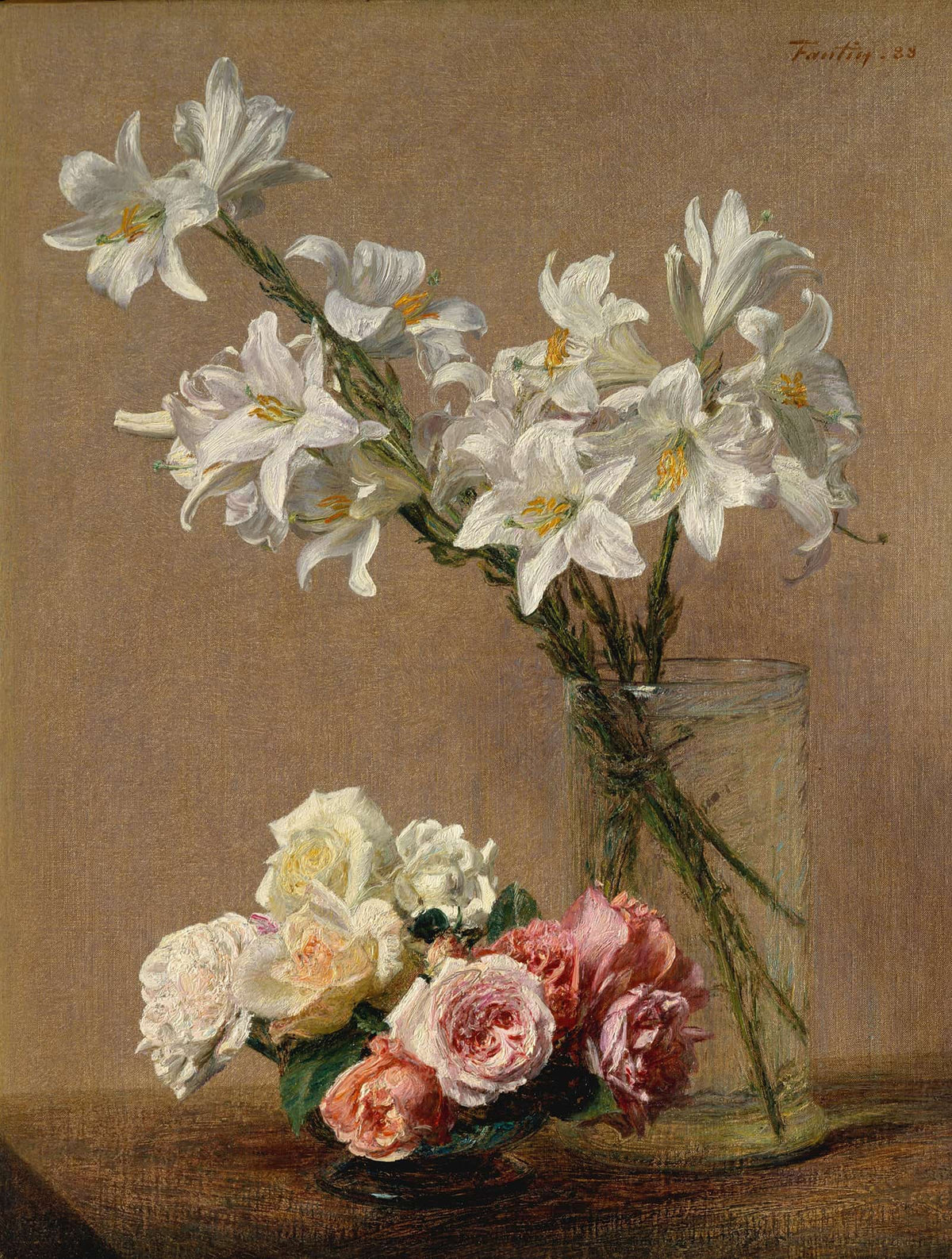 Roses And Lilies by Henri Fantin Latour