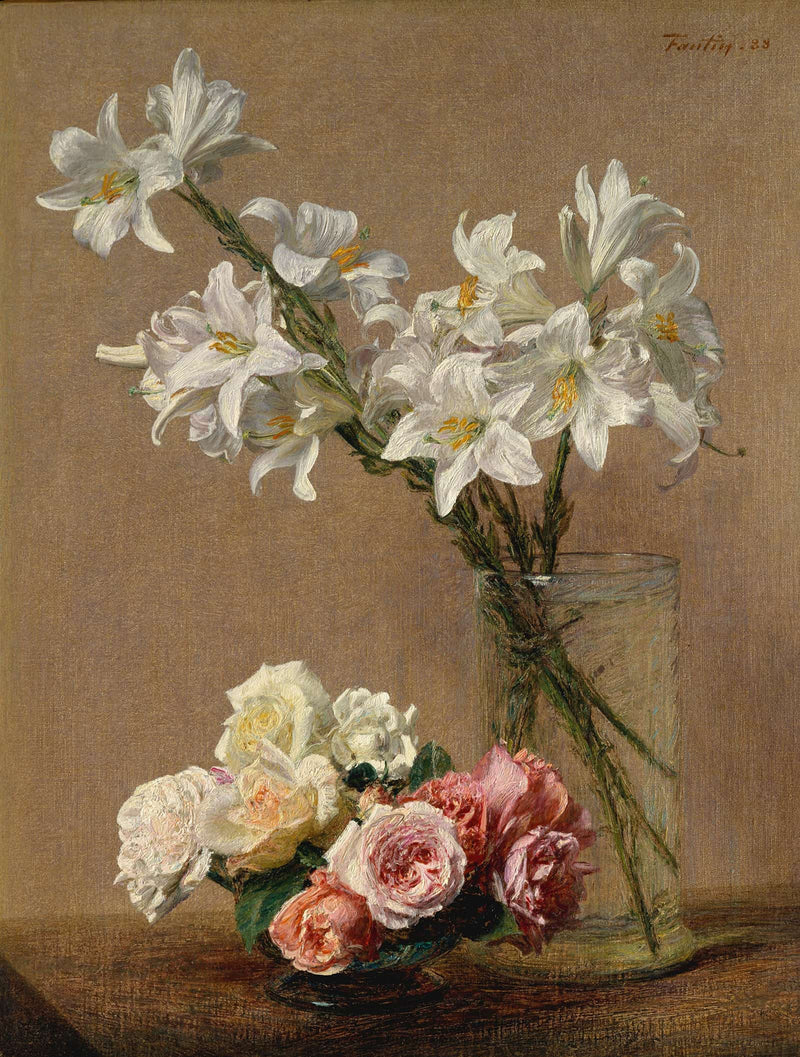 Roses And Lilies by Henri Fantin Latour