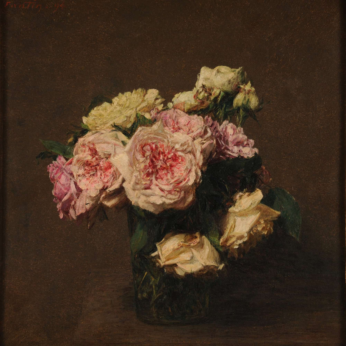 Roses Dans Un Vase De Cristal by Henri Fantin Latour