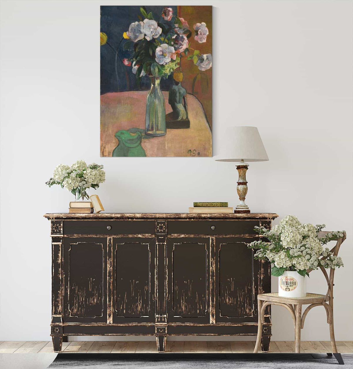 Roses Et Statuette by Paul Gauguin