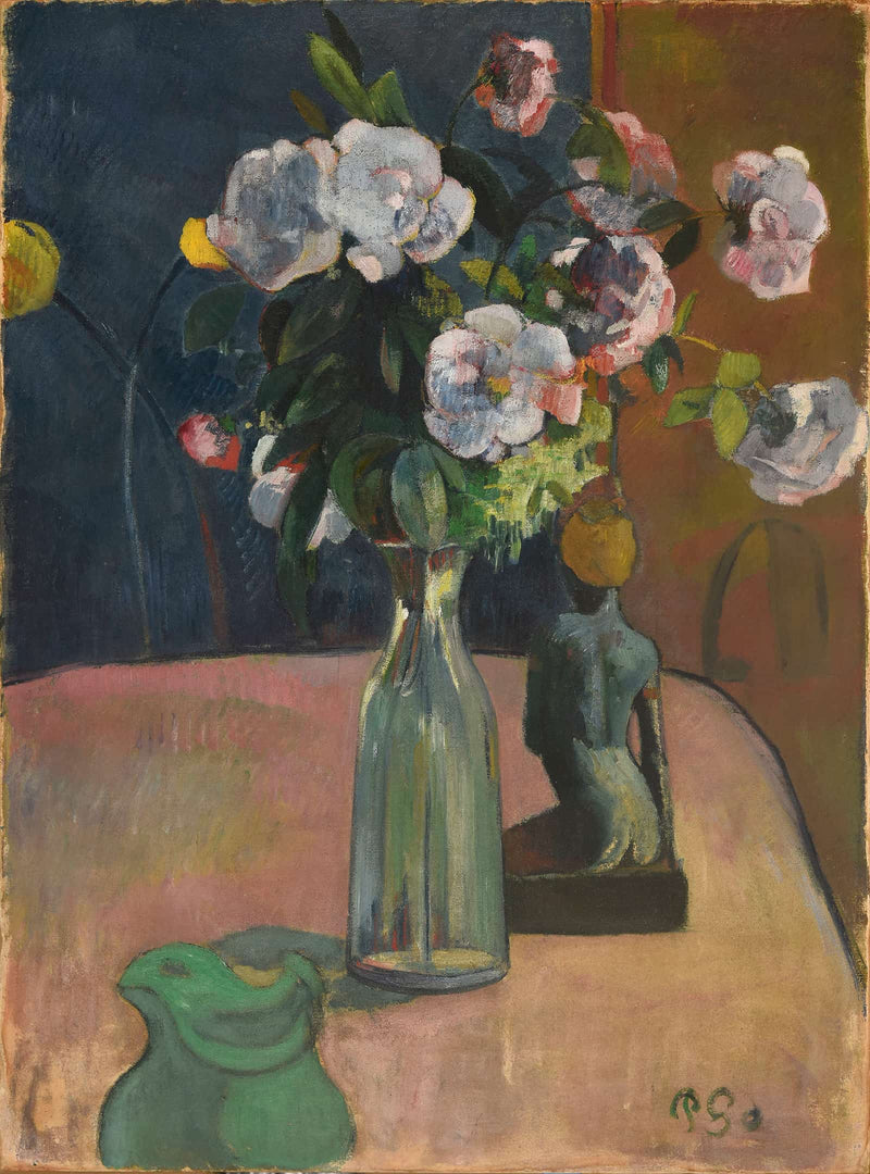 Roses Et Statuette by Paul Gauguin