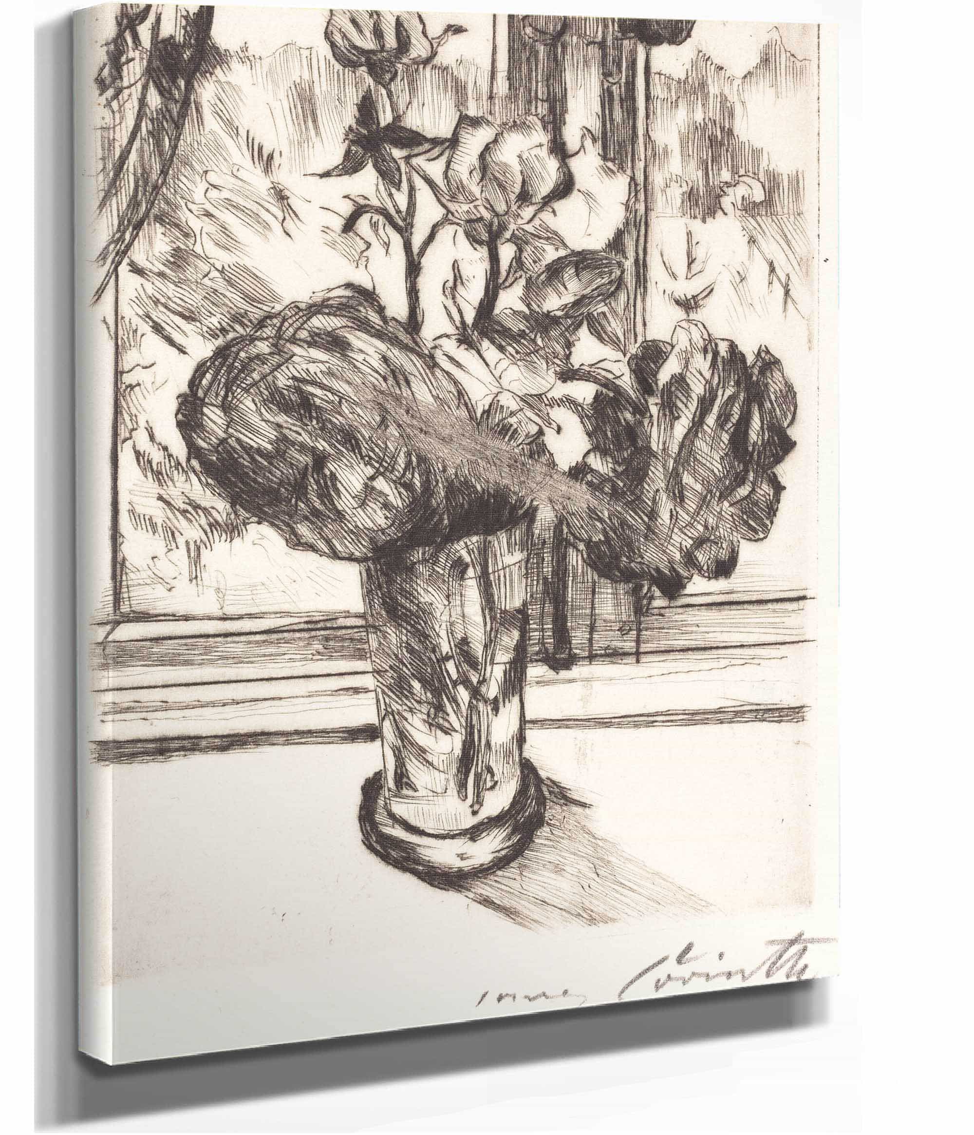 Roses In A Glass Of Water Rosen In Einem Wasserglas by Lovis Corinth