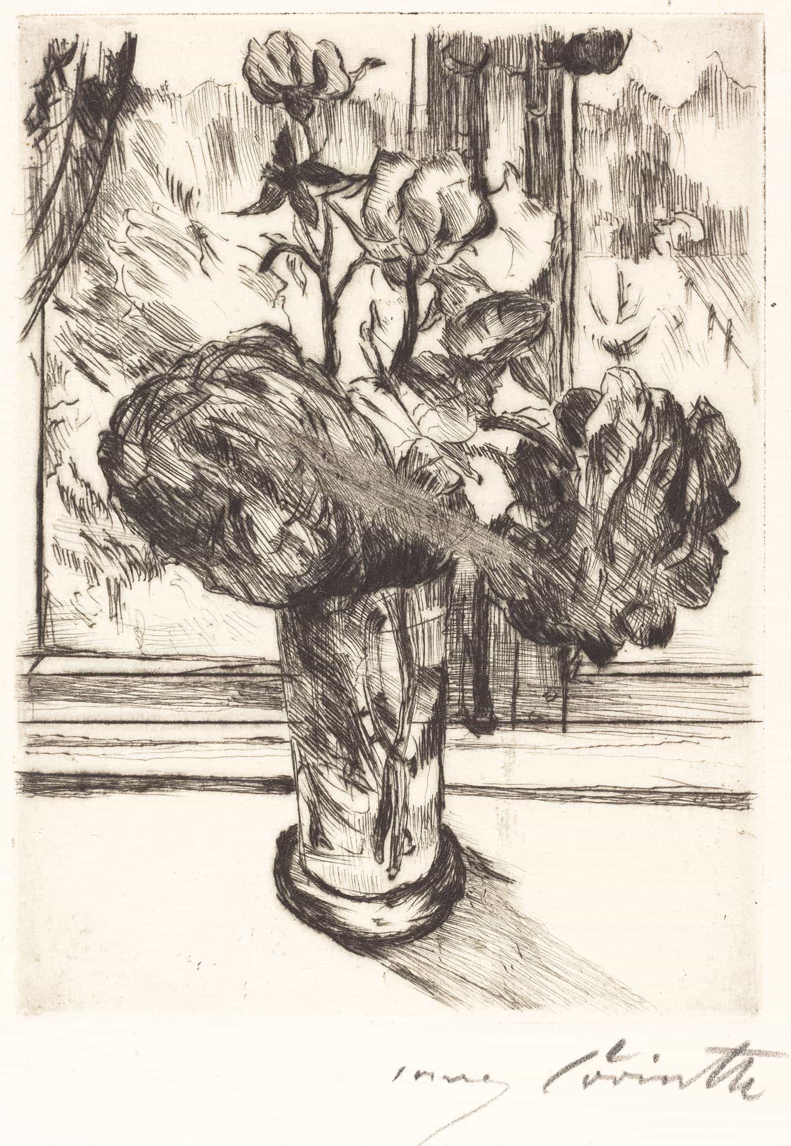 Roses In A Glass Of Water Rosen In Einem Wasserglas by Lovis Corinth