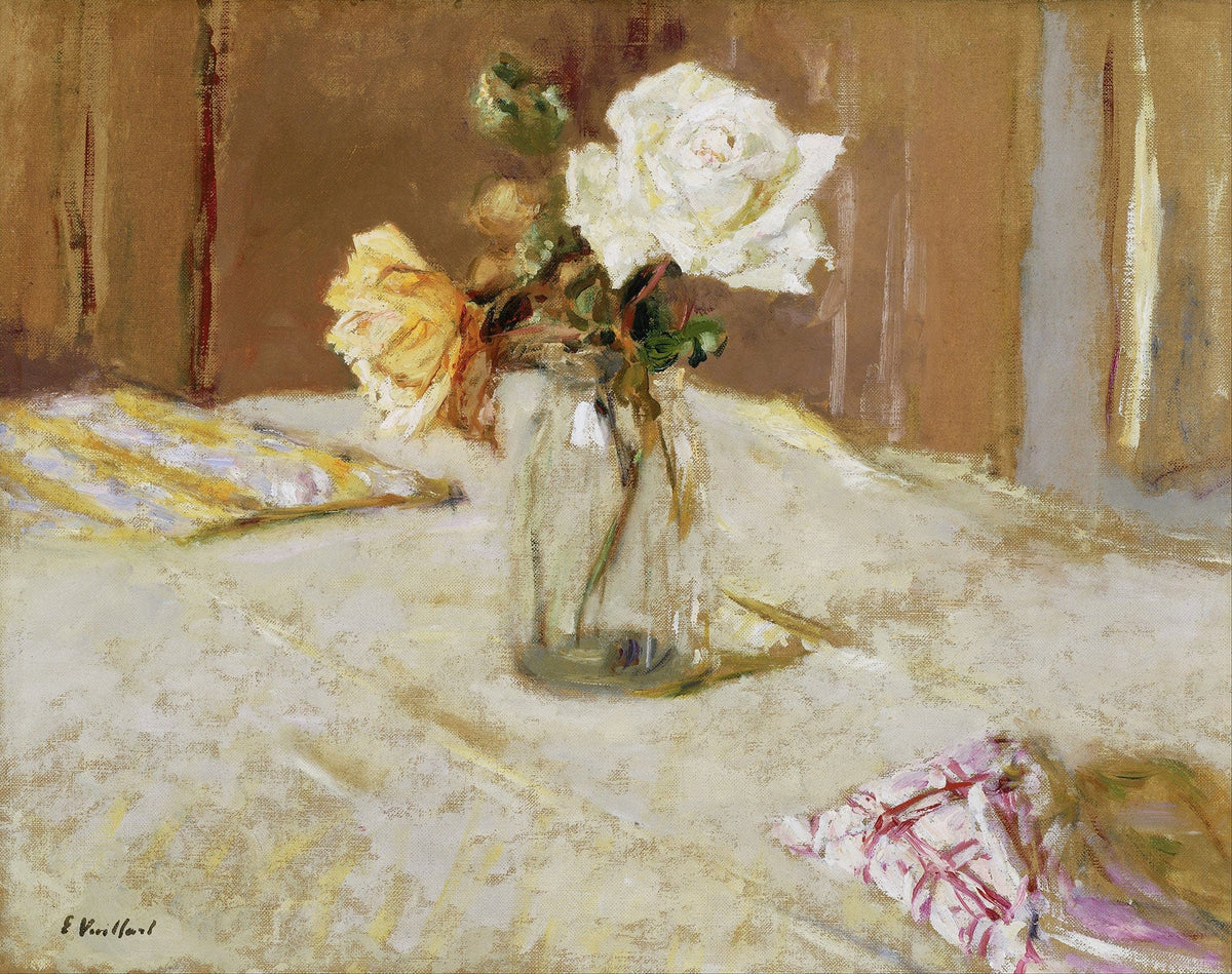 Roses In A Glass Vase by Edouard Vuillard