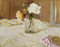 Roses In A Glass Vase by Edouard Vuillard