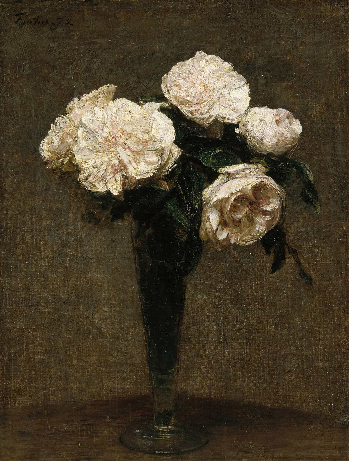 Roses In A Vase  by Henri Fantin Latour