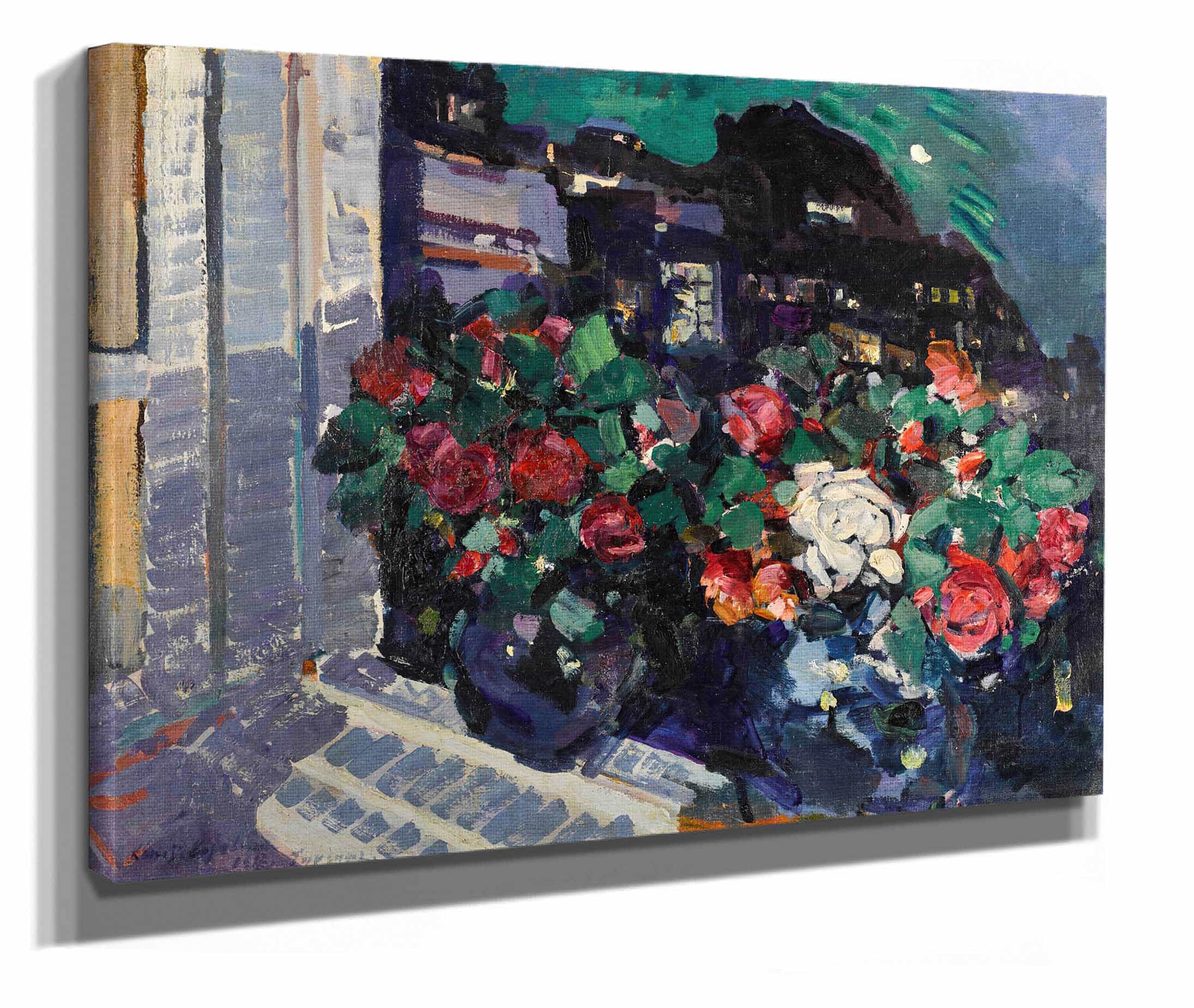 Roses On A Window Sill Gurzuf by Konstantin Alexeevich Korovin