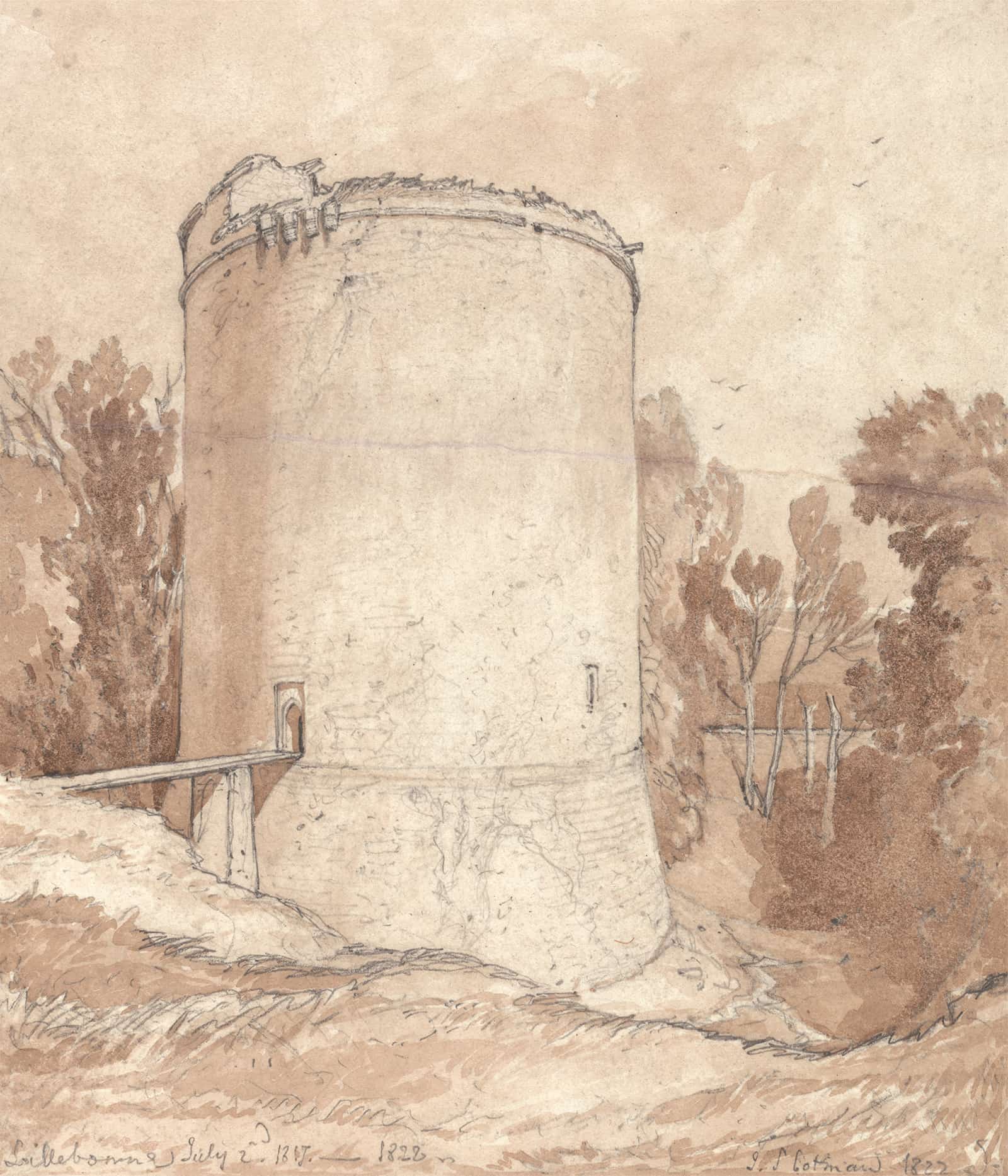 Round Tower Castle Of Lillebonne Normandy by John Sell Cotman
