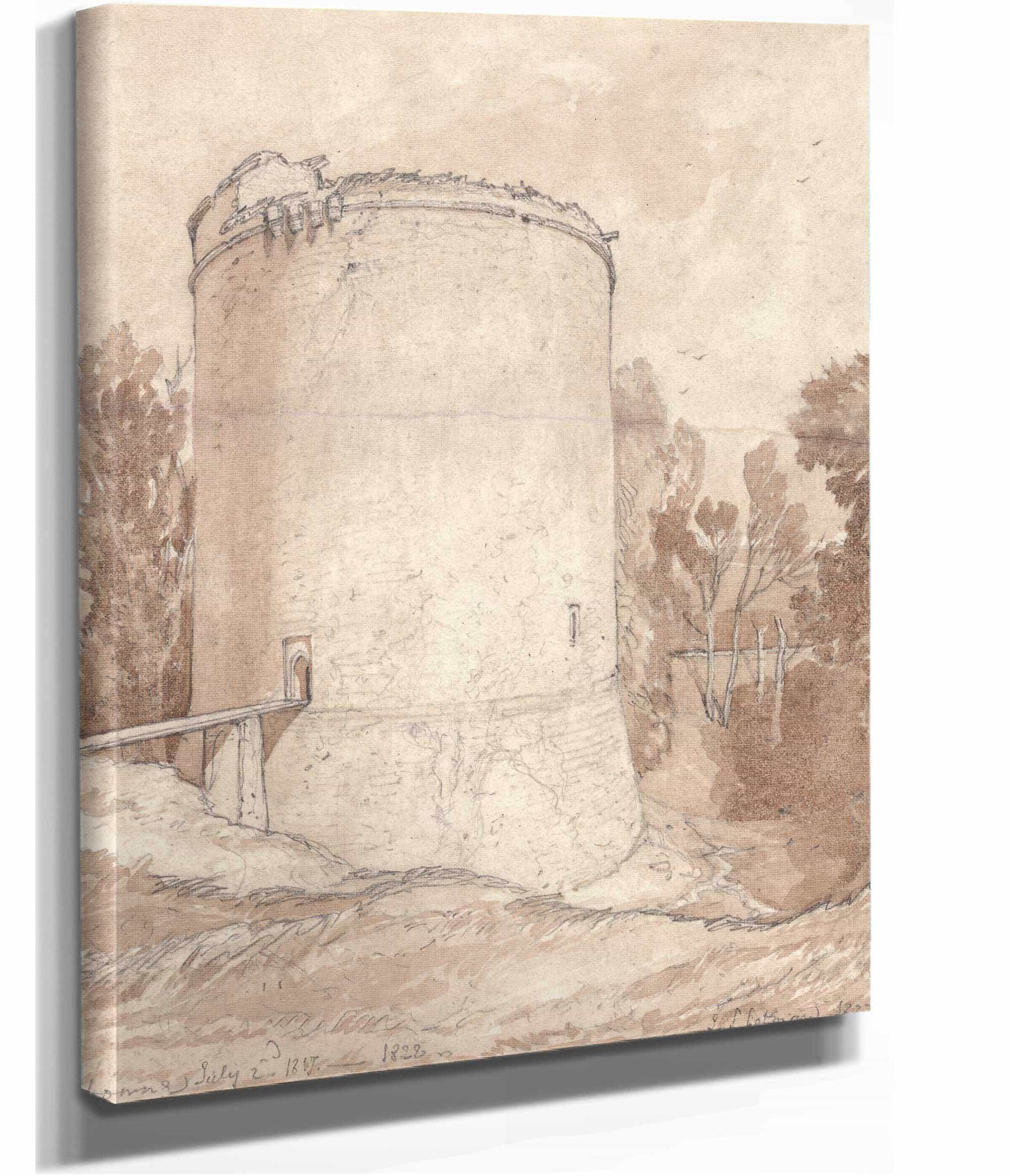 Round Tower Castle Of Lillebonne Normandy by John Sell Cotman