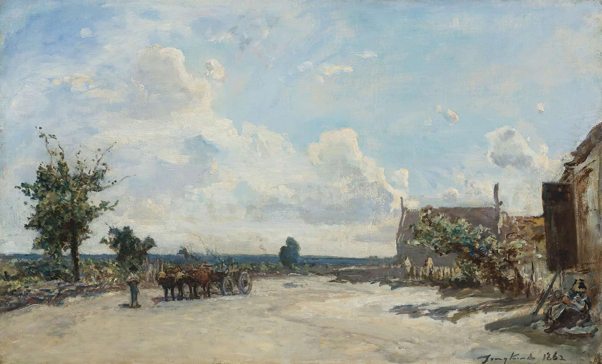 Rue A Saint Parize Le Chatel Pres De Nevers by Johan Barthold Jongkind