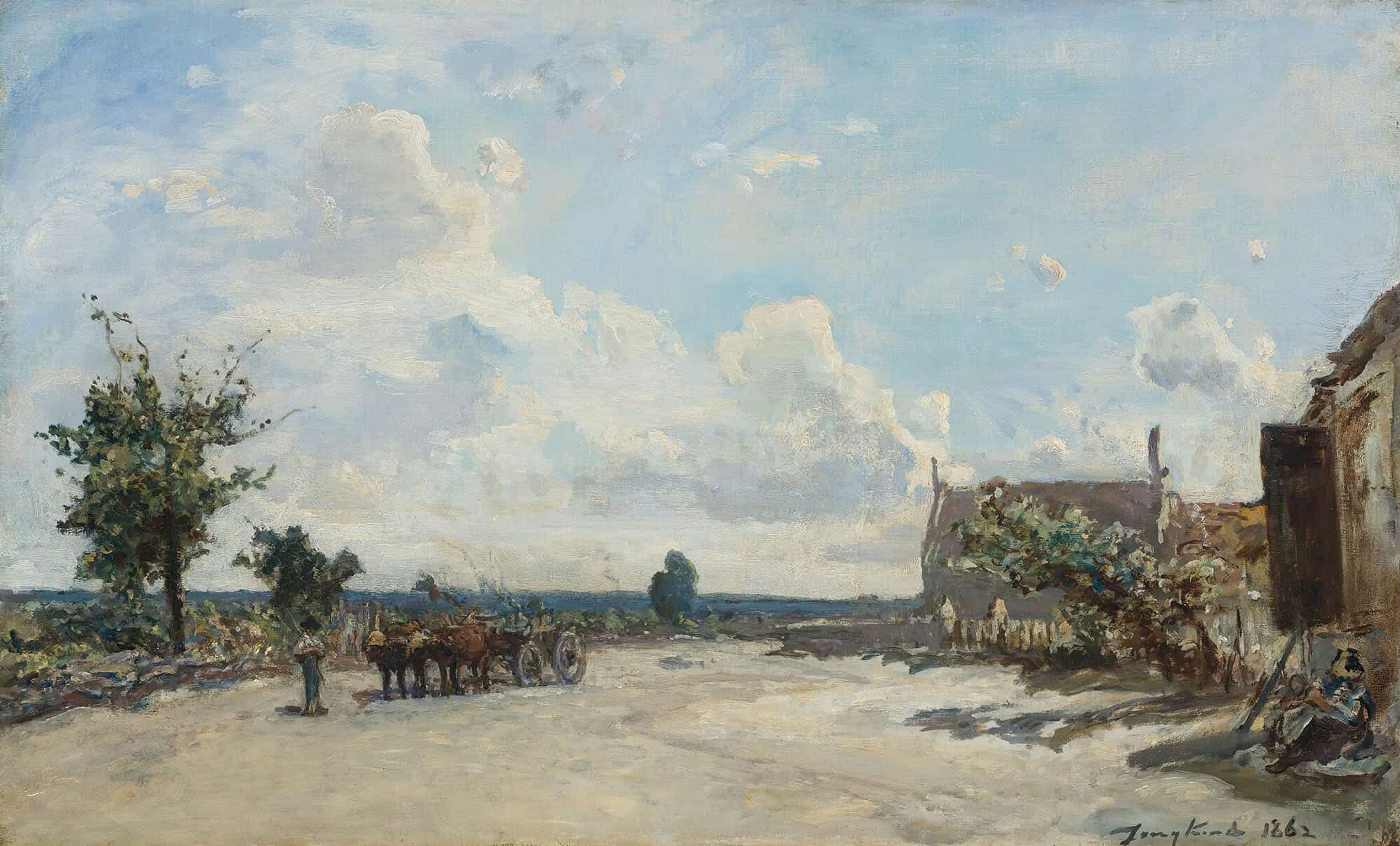 Rue A Saint Parize Le Chatel Pres De Nevers by Johan Barthold Jongkind