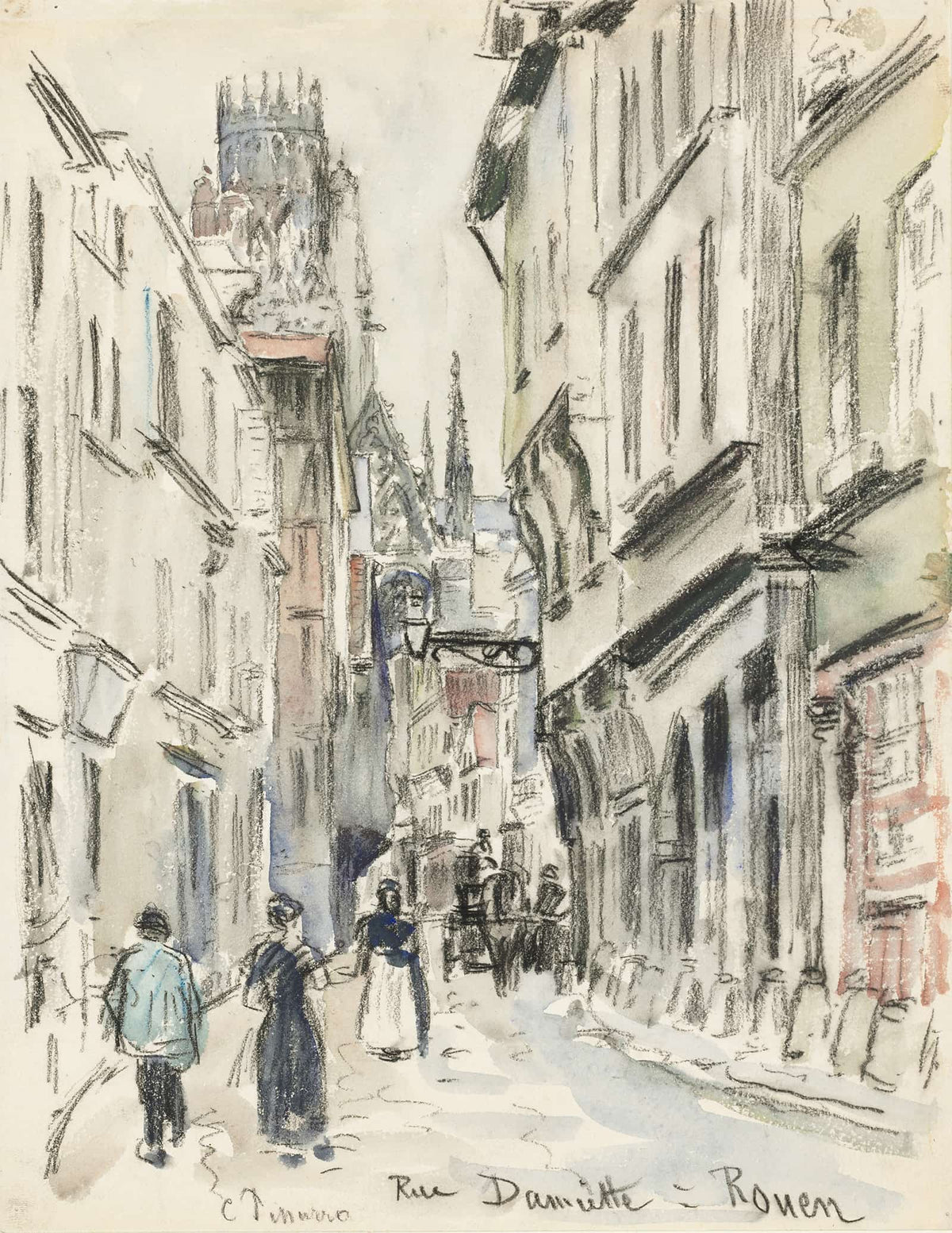 Rue Damiette Rouen by Camille Pissarro