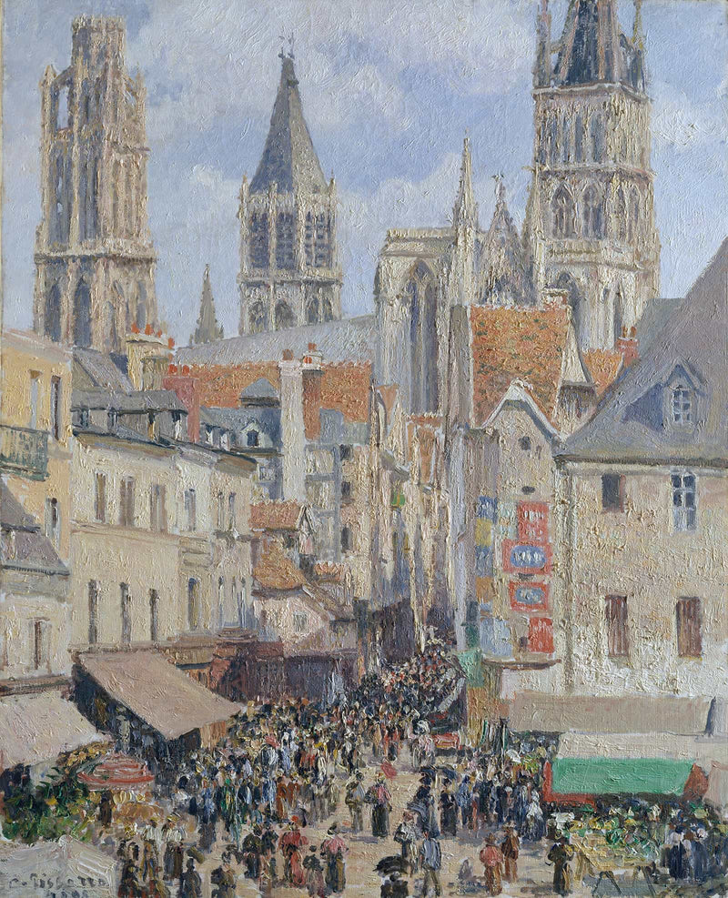 Rue De Lepicerie Rouen Effect Of Sunlight by Camille Pissarro
