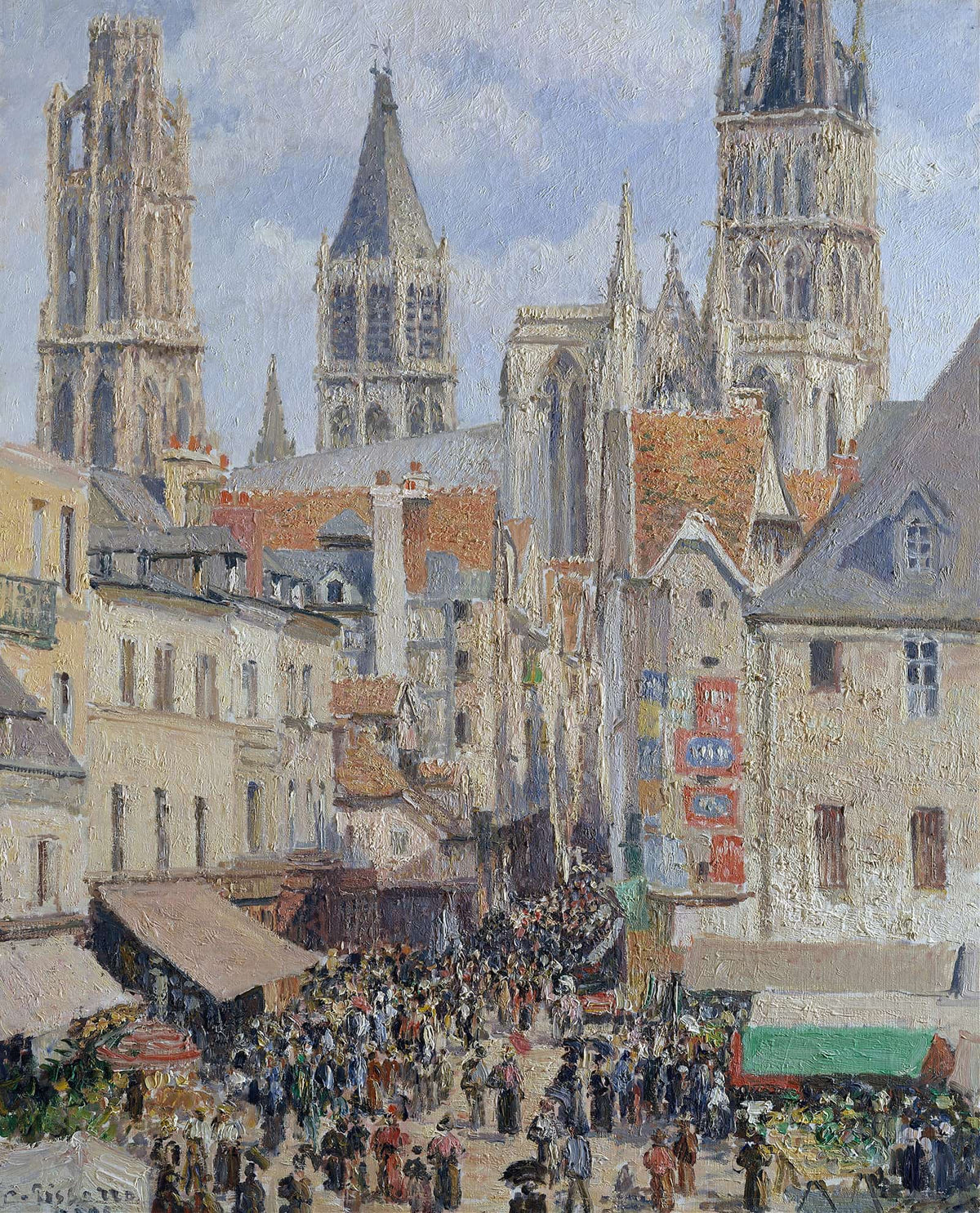Rue De Lepicerie Rouen Effect Of Sunlight by Camille Pissarro