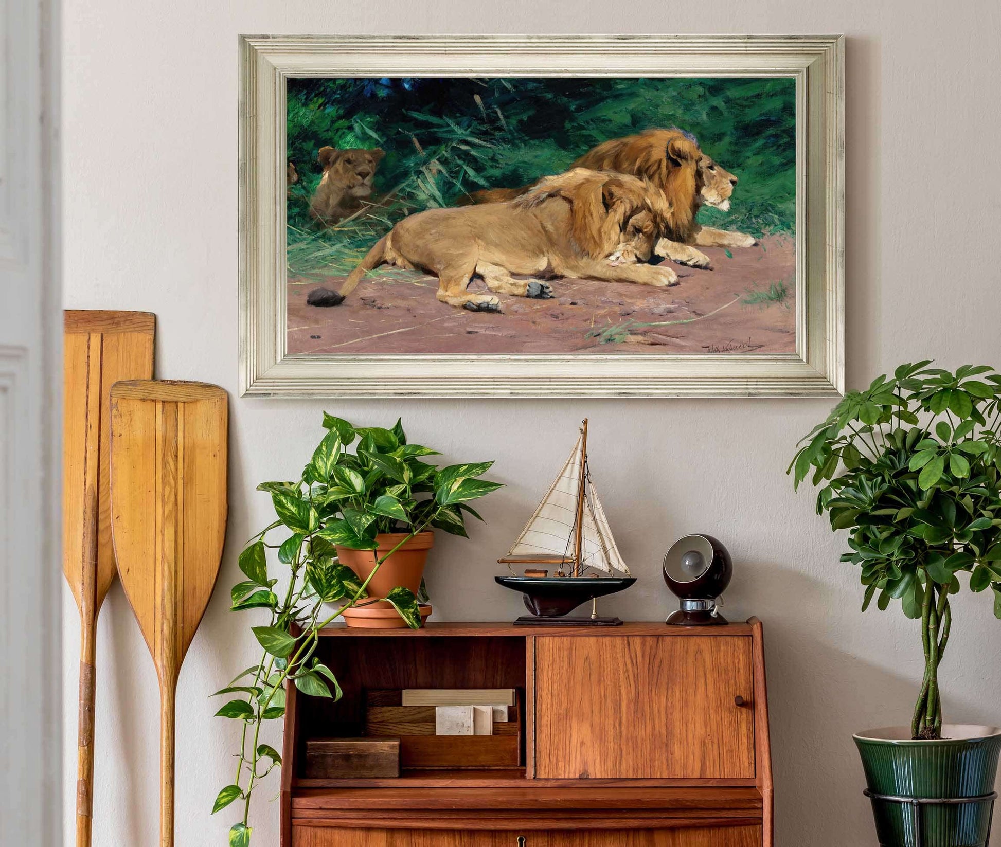 Ruhende Lowen Lions At Rest by Wilhelm Kuhnert