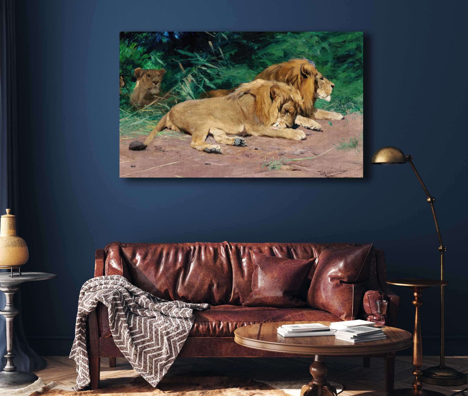 Ruhende Lowen Lions At Rest by Wilhelm Kuhnert