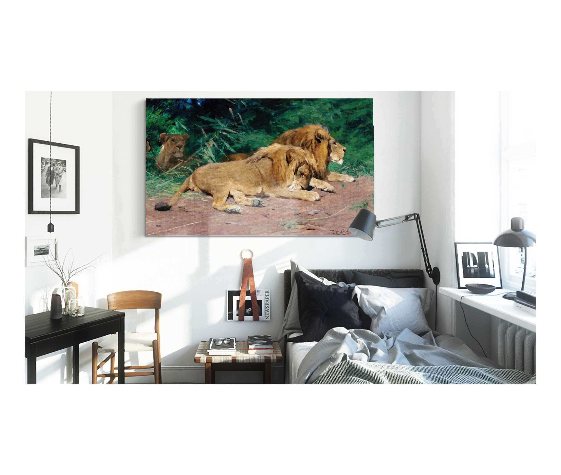 Ruhende Lowen Lions At Rest by Wilhelm Kuhnert