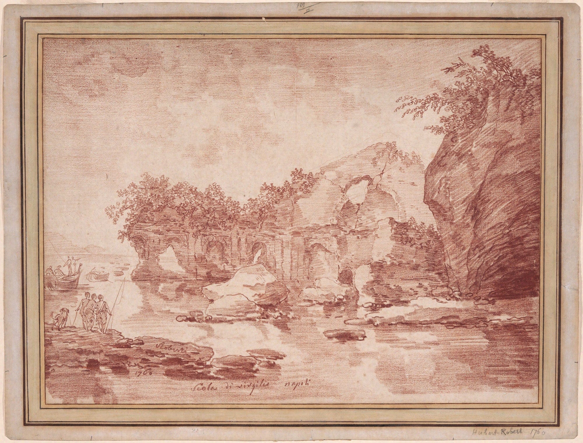 Ruins At The Sea Near Naples The Scola Di Virgilio by Hubert Robert
