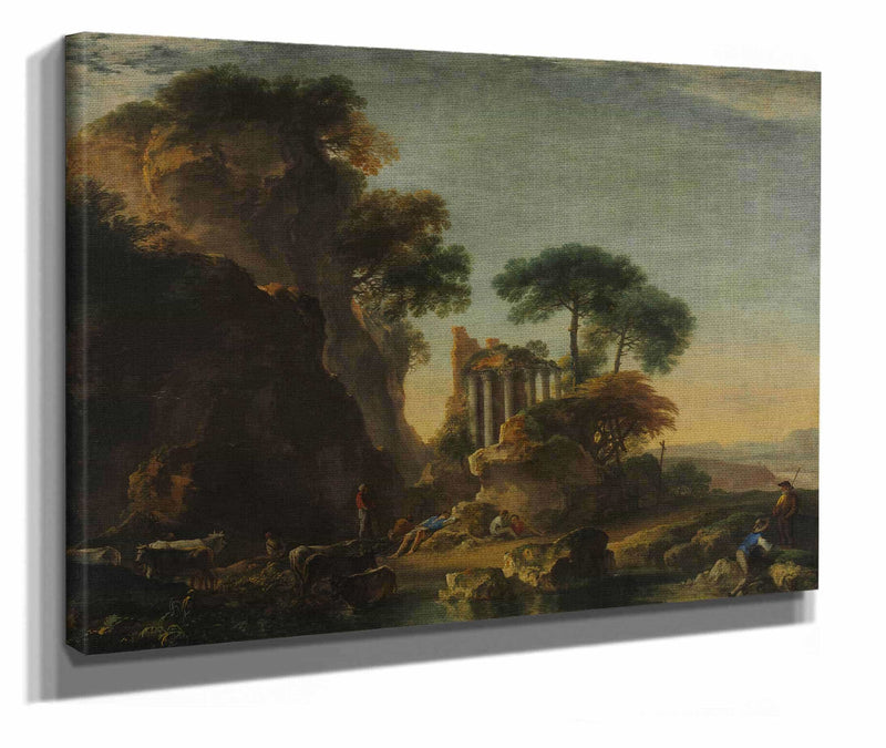 Ruins In A Rocky Landscape by Salvator Rosa