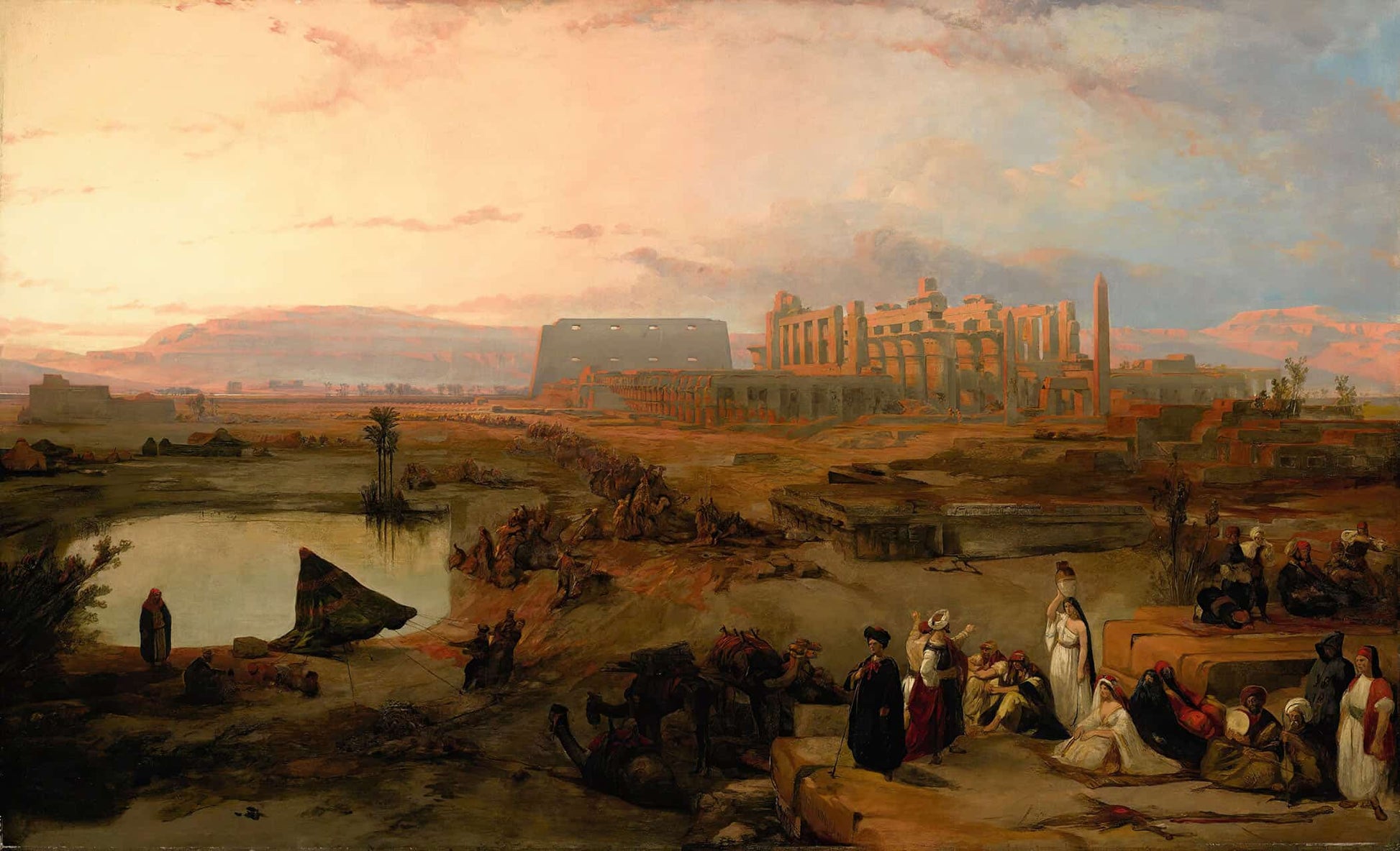 Ruins Of The Great Temple At Karnak Sunset by David Roberts